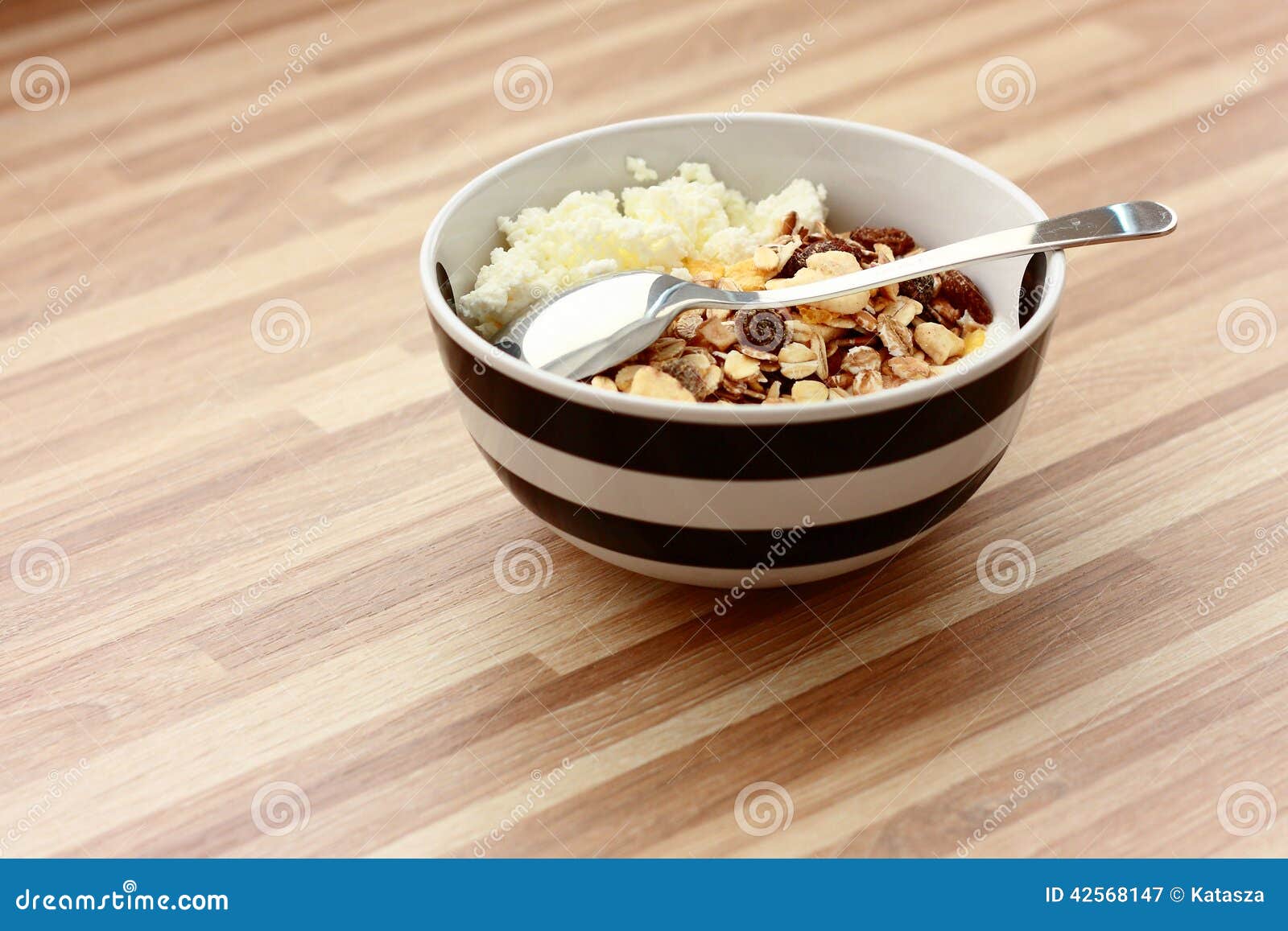 Curd Cheese with Muesli and Spoon Stock Image Image of breakfast