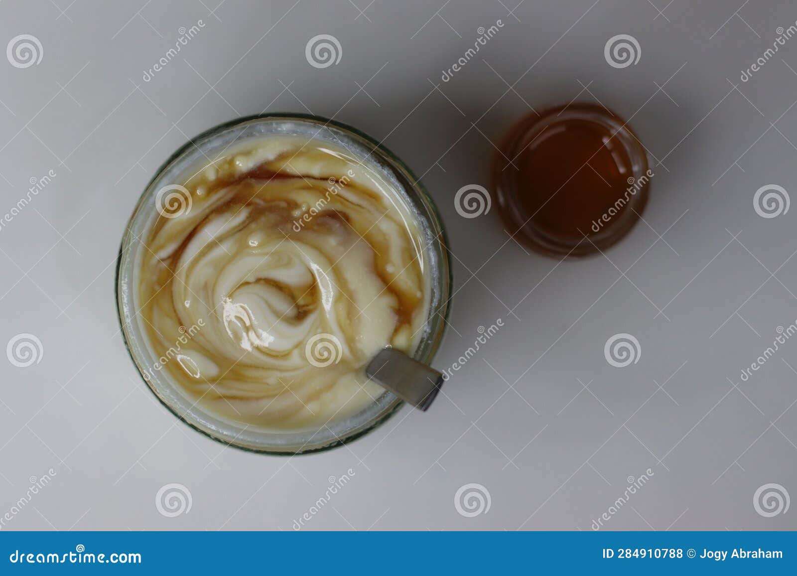 Curd and Honey Mix. Healthy Dessert Which Help Enhance the Immune System Stock Photo Image of