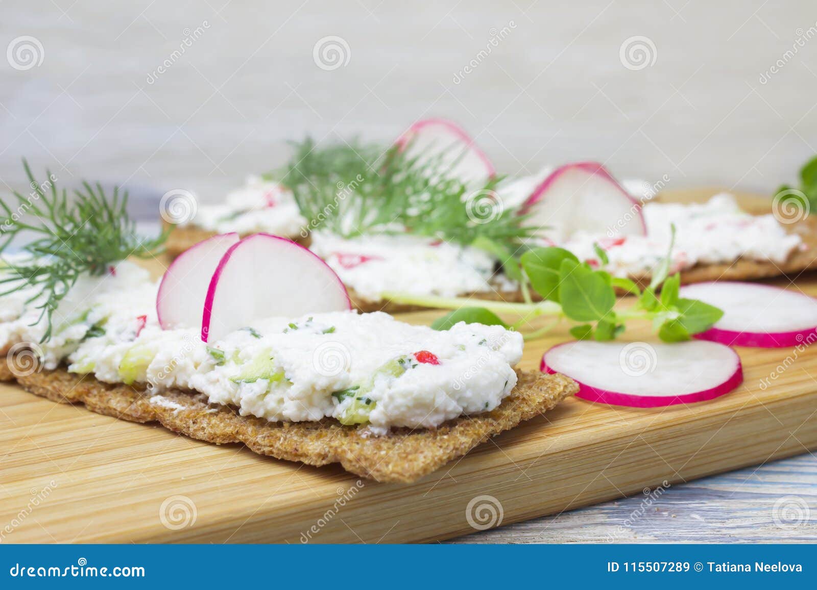 Curd Sandwiches And Herbs A Photo Of Crackers Crisp Rye Bread