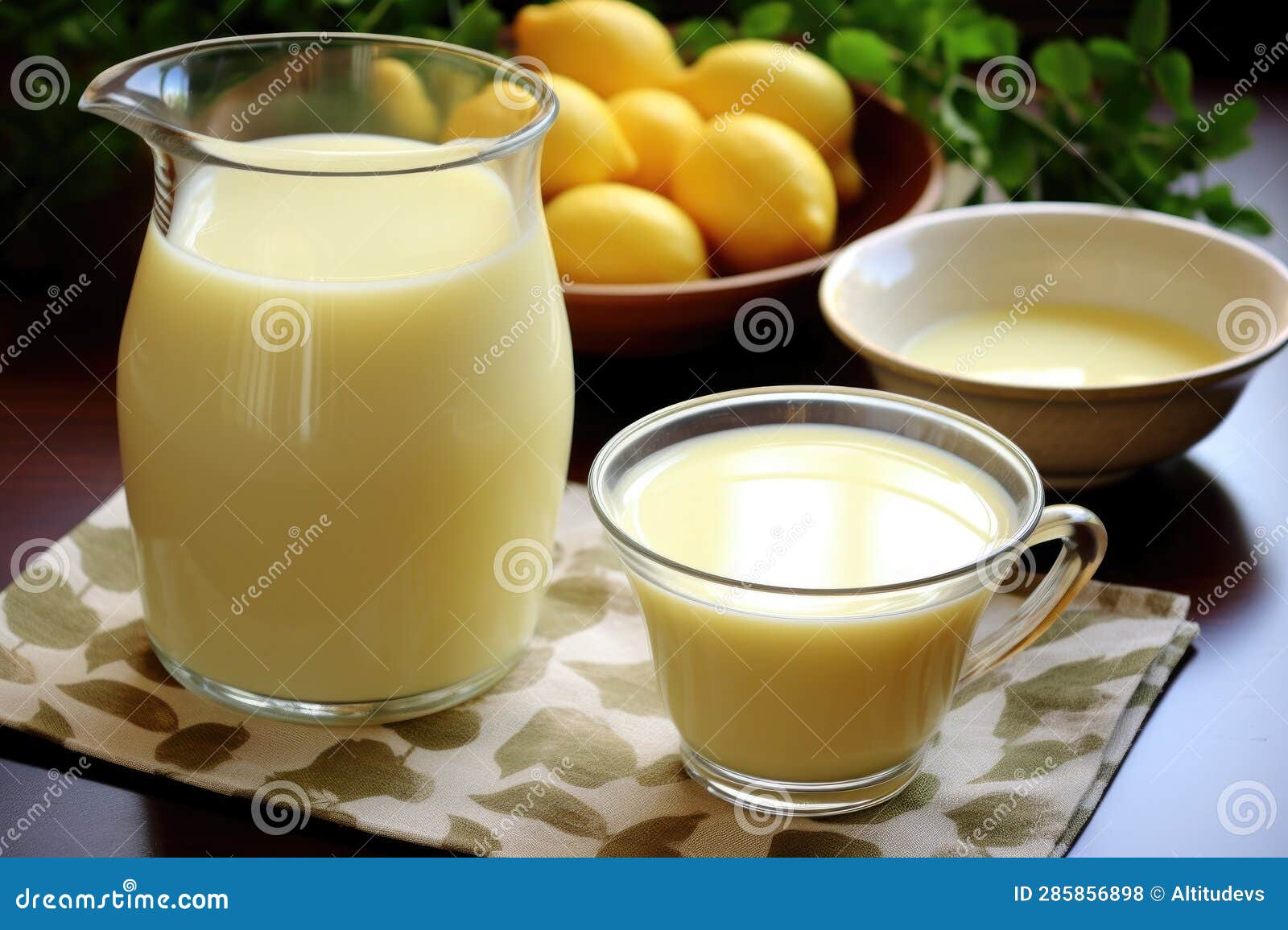 Curdling Soymilk with Lemon Juice or Vinegar Stock Photo Image of