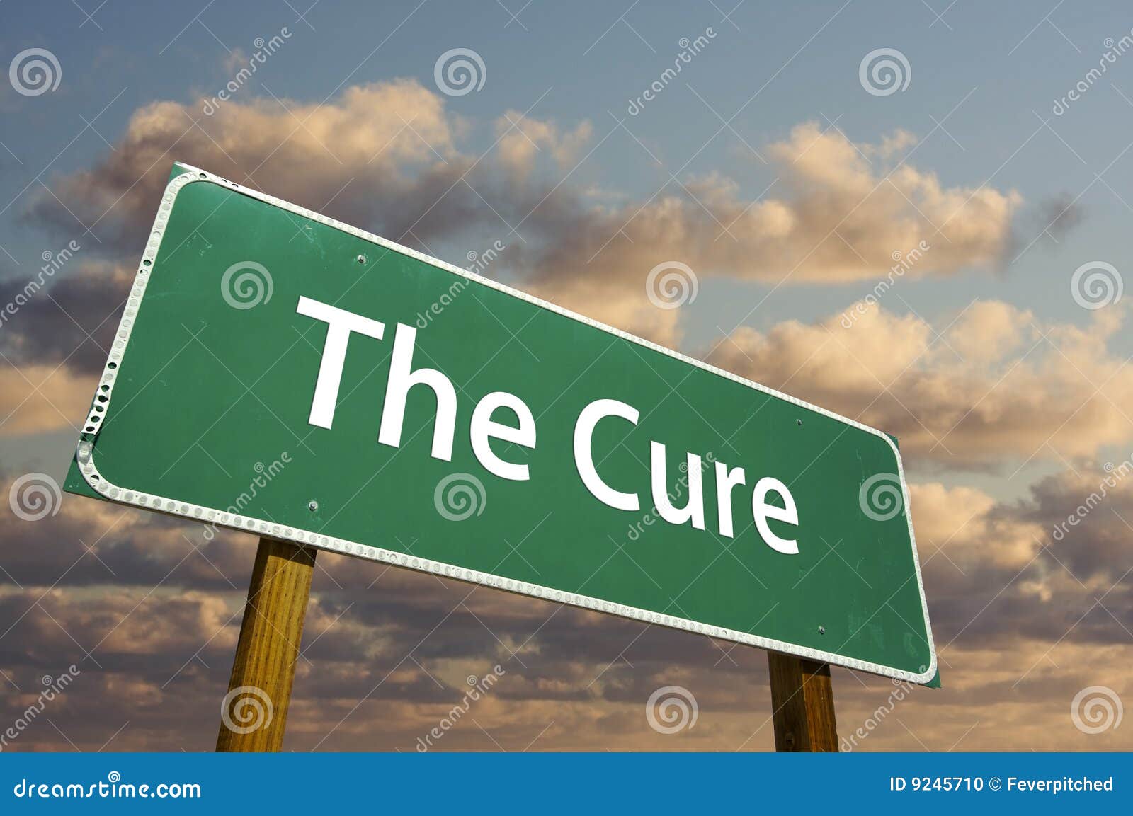 the cure green road sign
