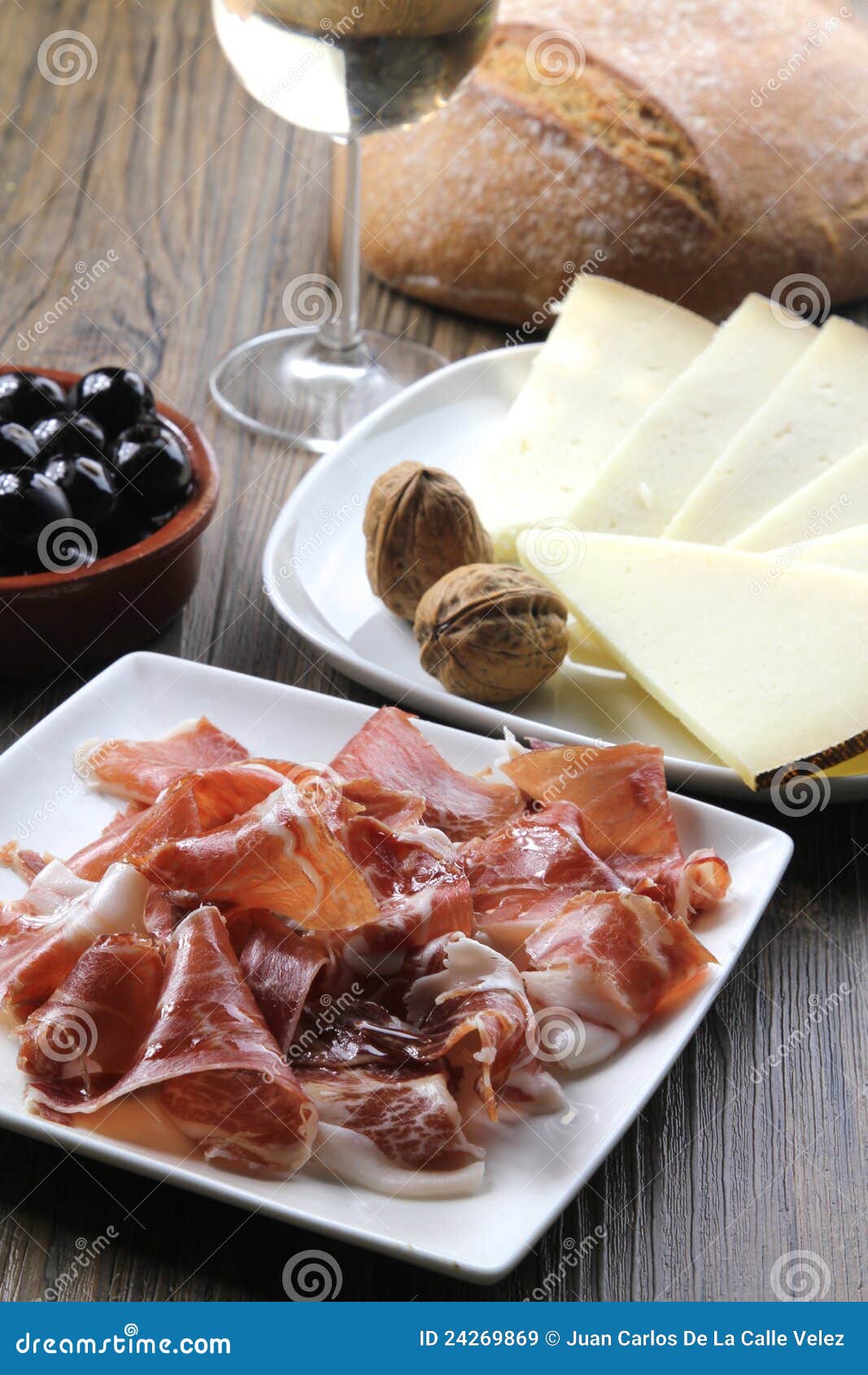 cured iberian ham and cheese tapas