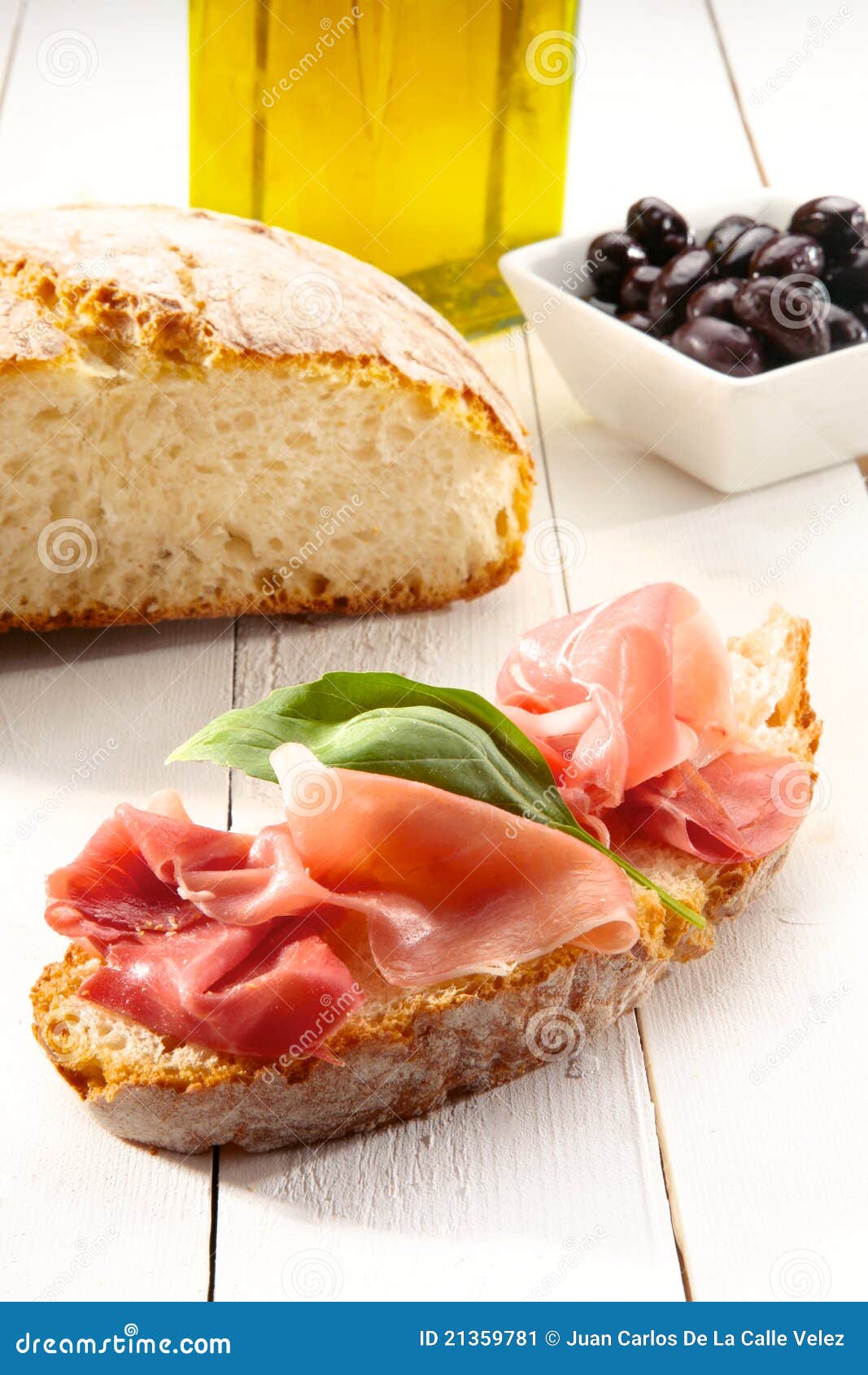 Cured parma ham bruschetta stock image. Image of parma 21359781