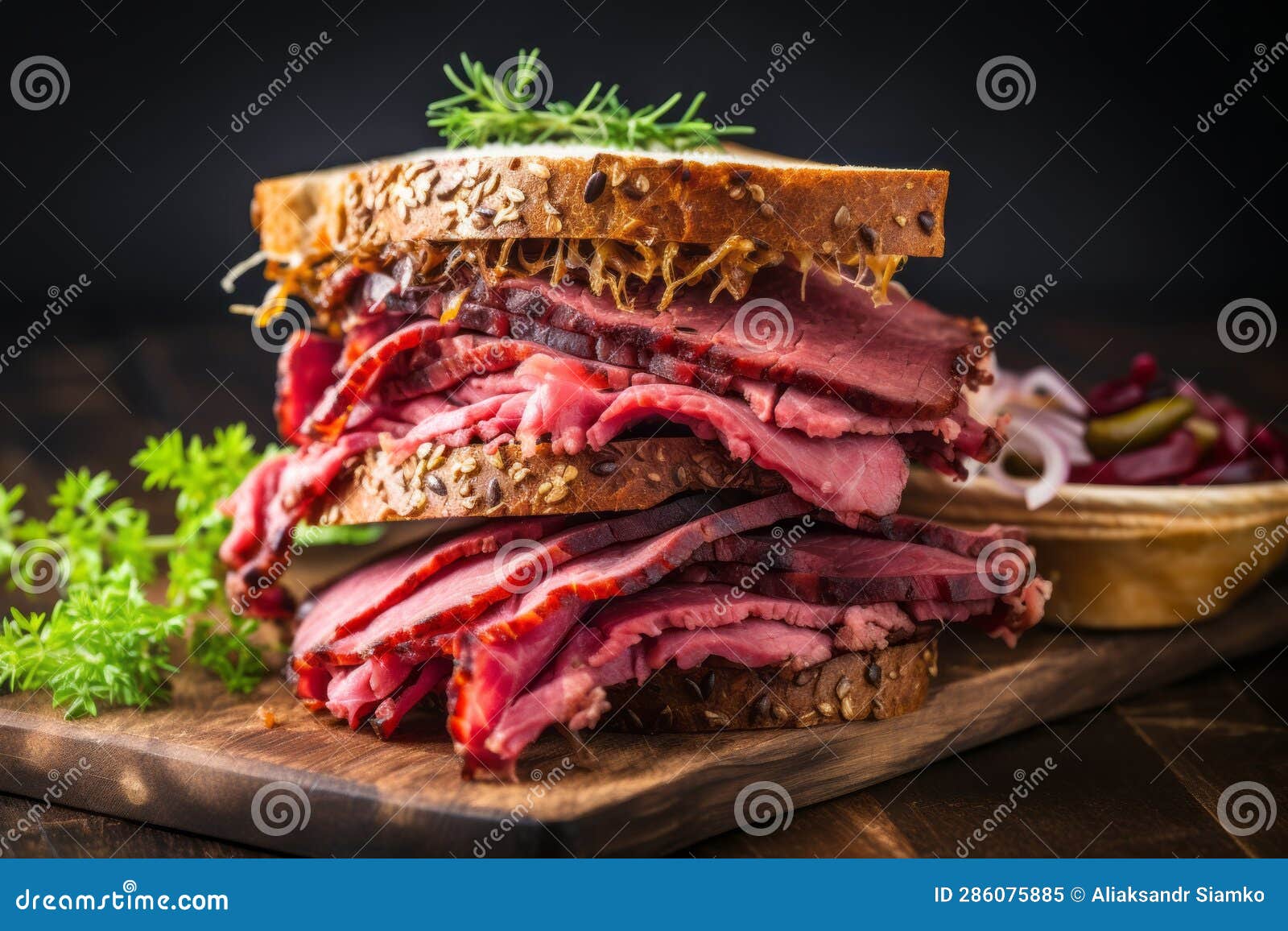 Cured Pastrami Pastrami on Slate Cutting Board Stock Illustration