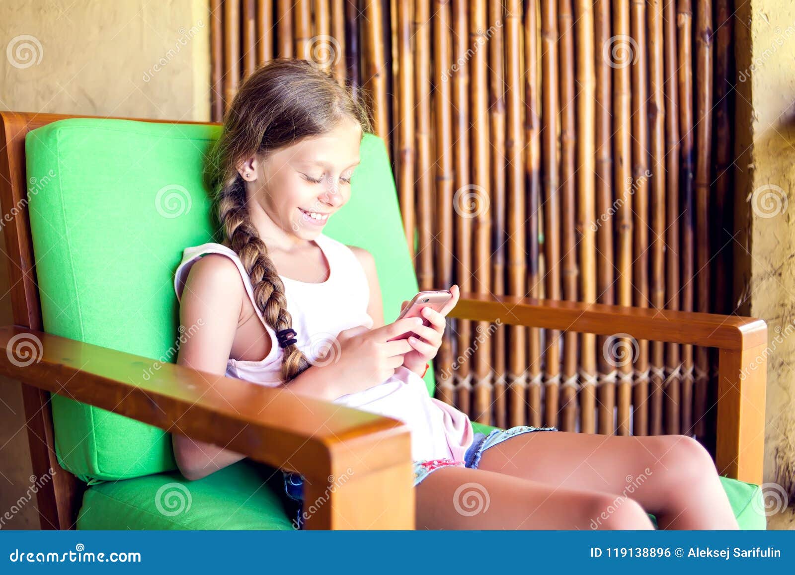 Young Girl Use Phone during School Break. Girl Play Online Games Stock  Image - Image of game, female: 151347341