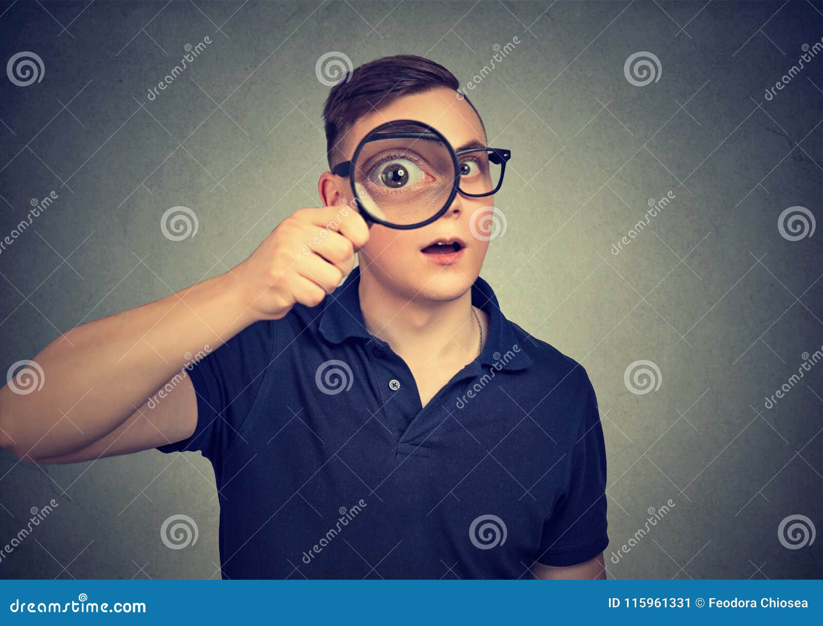 Curious Man Looking through a Magnifying Glass Stock Image Image of Curious Man Looking through a Magnifying Glass Stock Image Image of
