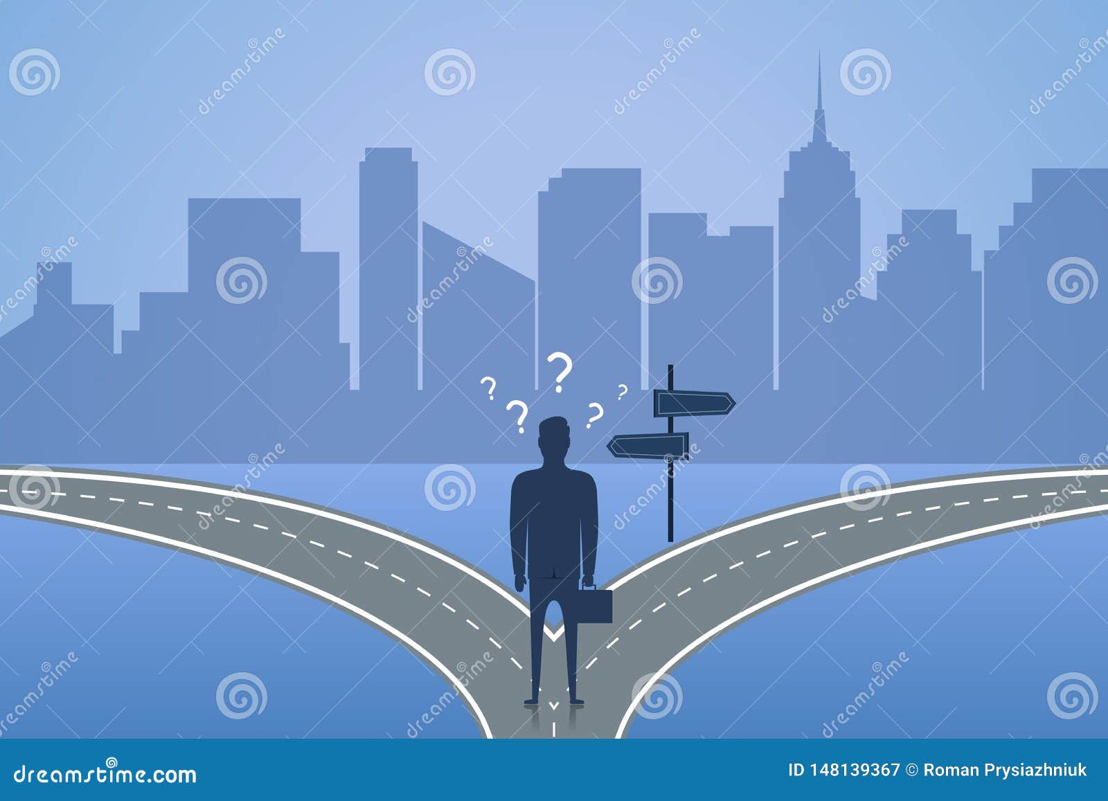 businessman standing on the crossroad and chooses way. concept of choice the best solution for future or busines. 