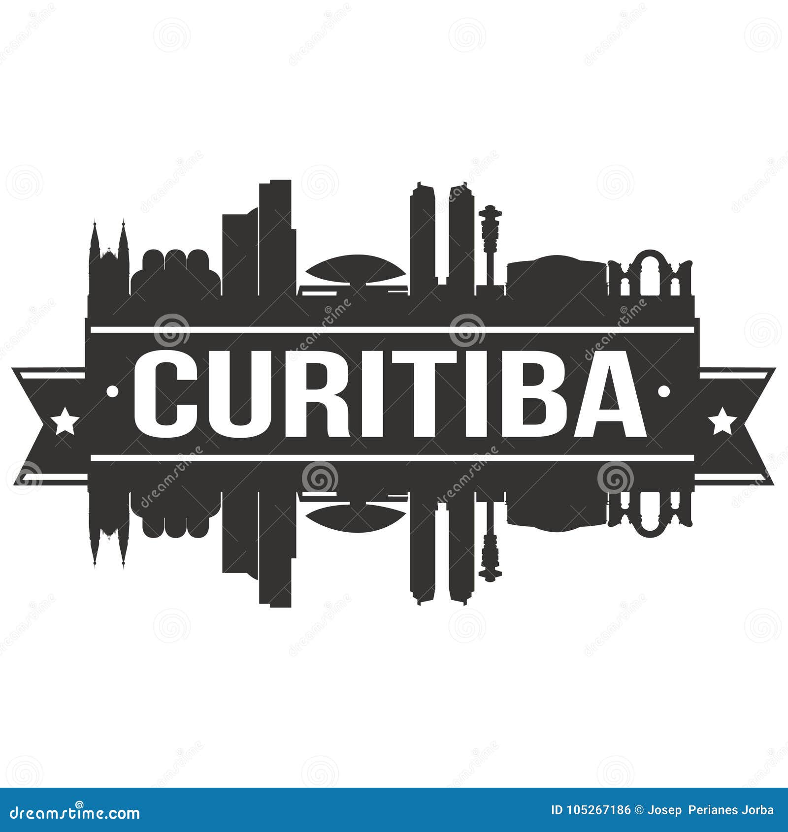 curitiba brazil south america icon  art  skyline flat city silhouette editable template