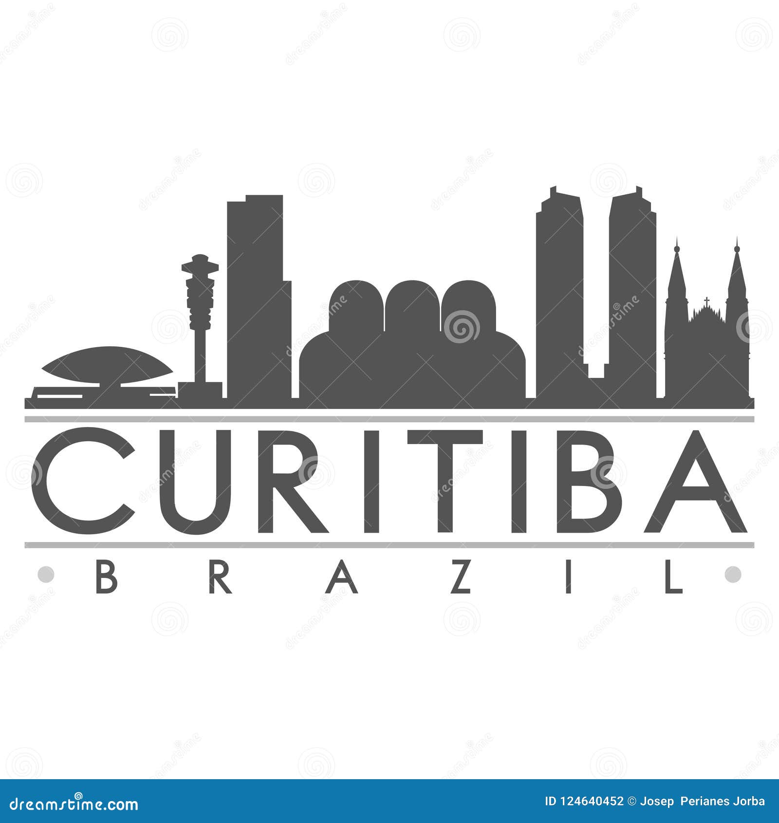 curitiba brazil south america silhouette icon  art flat shadow  skyline city silhouette template logo