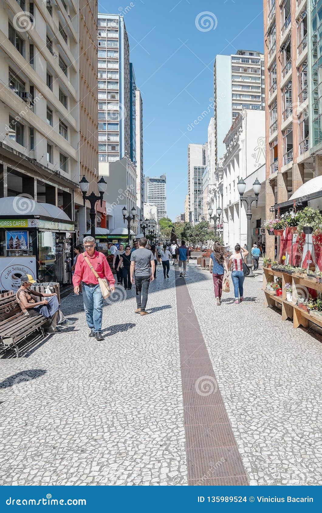 Curitiba PR, Brasil - Rua Das Flores Editorial Stock Image - Image