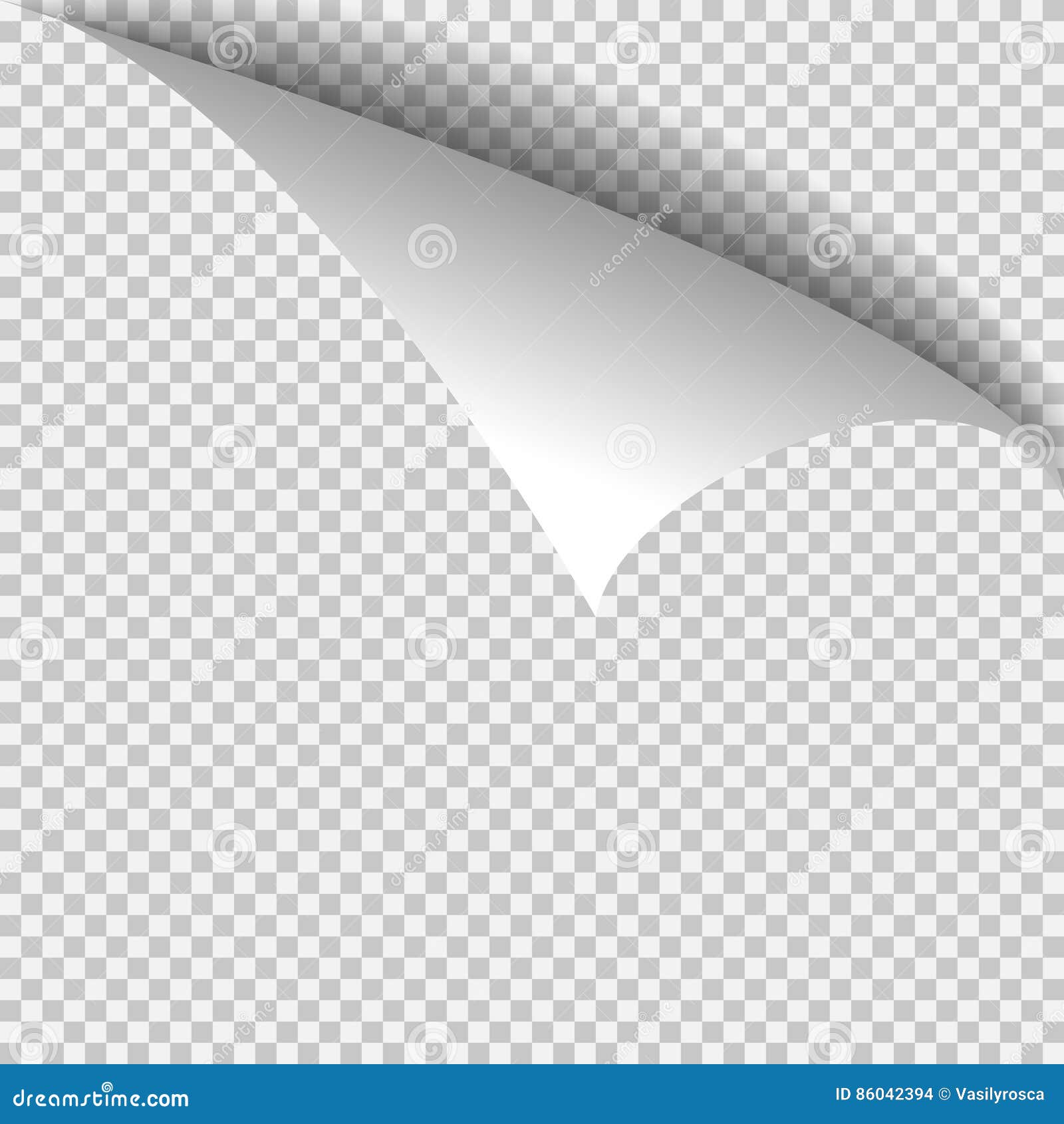 Curl Corner Paper Template. Transparent Grid Stock Vector