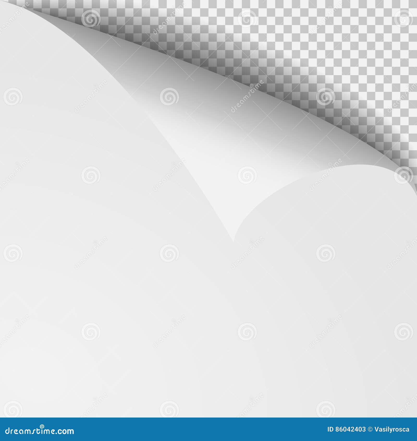 Curl Corner Paper Template. Transparent Grid Stock Vector