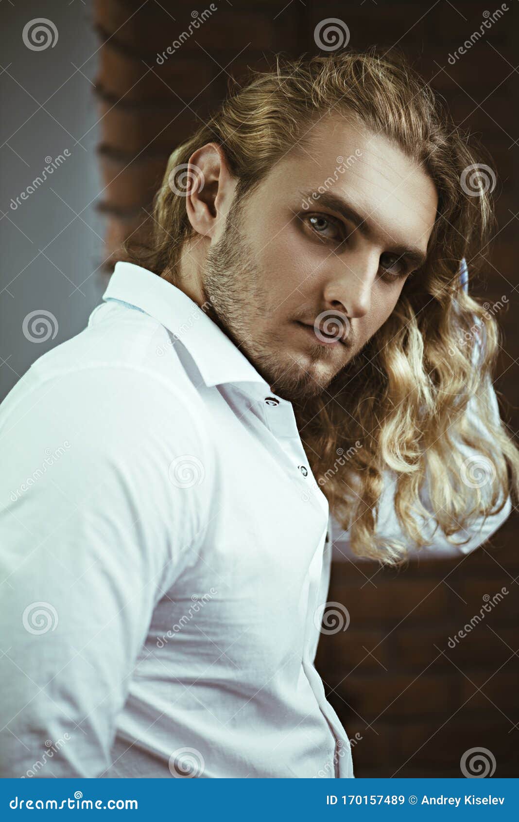 Curly blond man stock image. Image of adult, handsome - 170157489