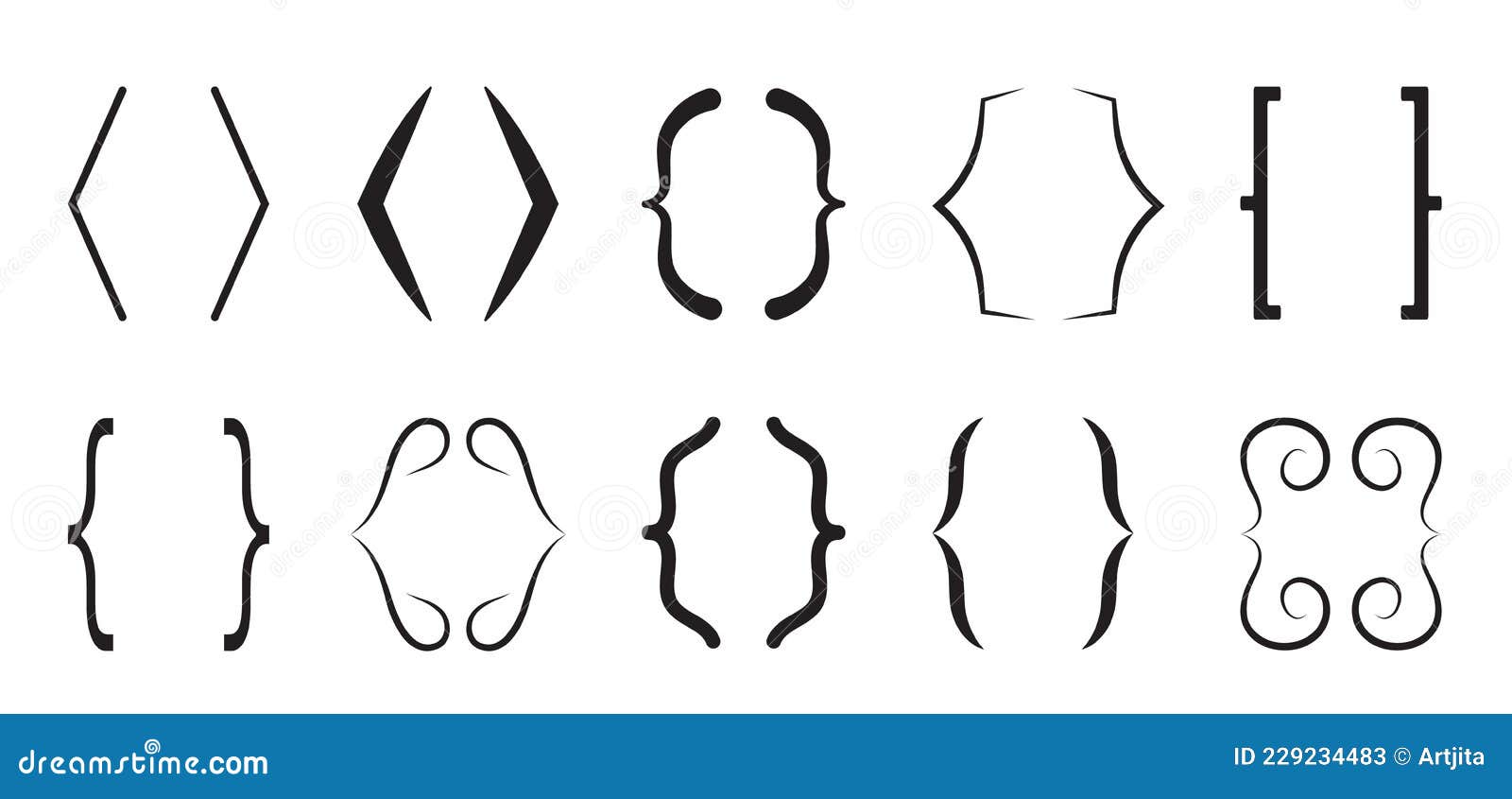 Curly Brace Set Vector. Text Brackets Collection For Messages, Quotas
