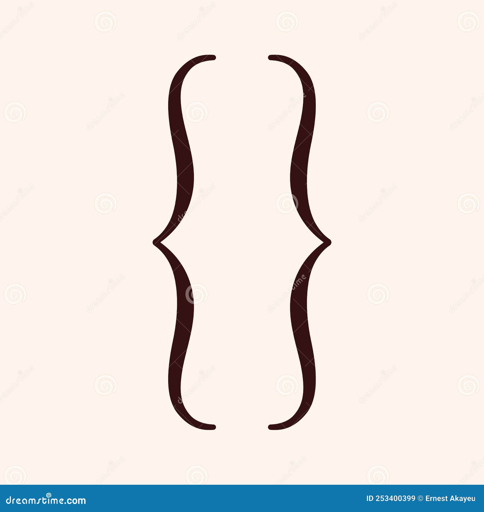 Curly Double Braces. Symmetric Brackets Pair, Punctuation Symbol for