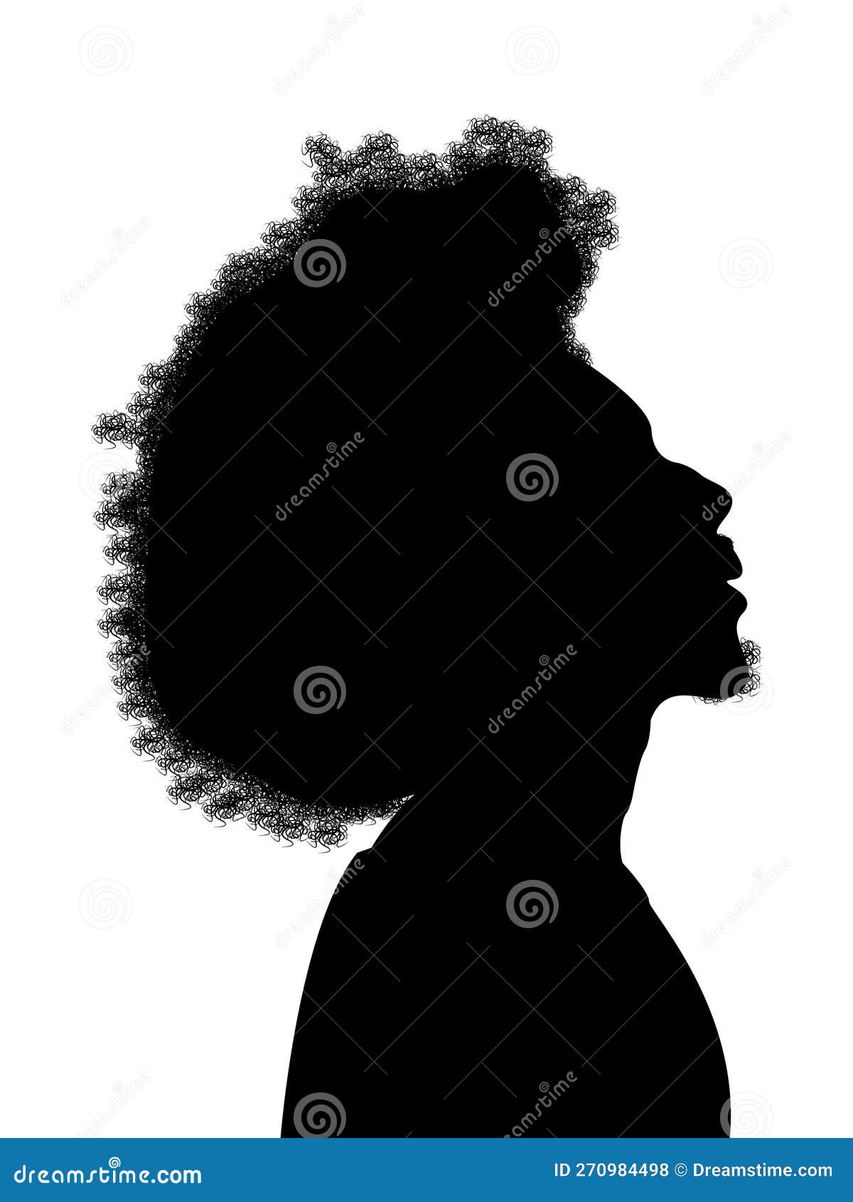 Curly Hair Black Man Silhouette. Male Profile Stock Vector - Illustration  of profile, side: 270984498, image size:1200x1690
