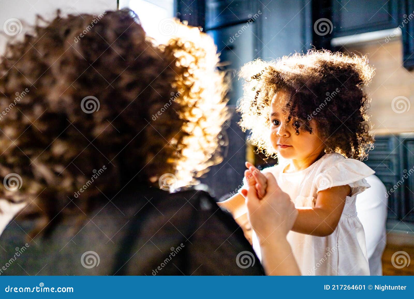 Mixed Girl With Long Curly Hair