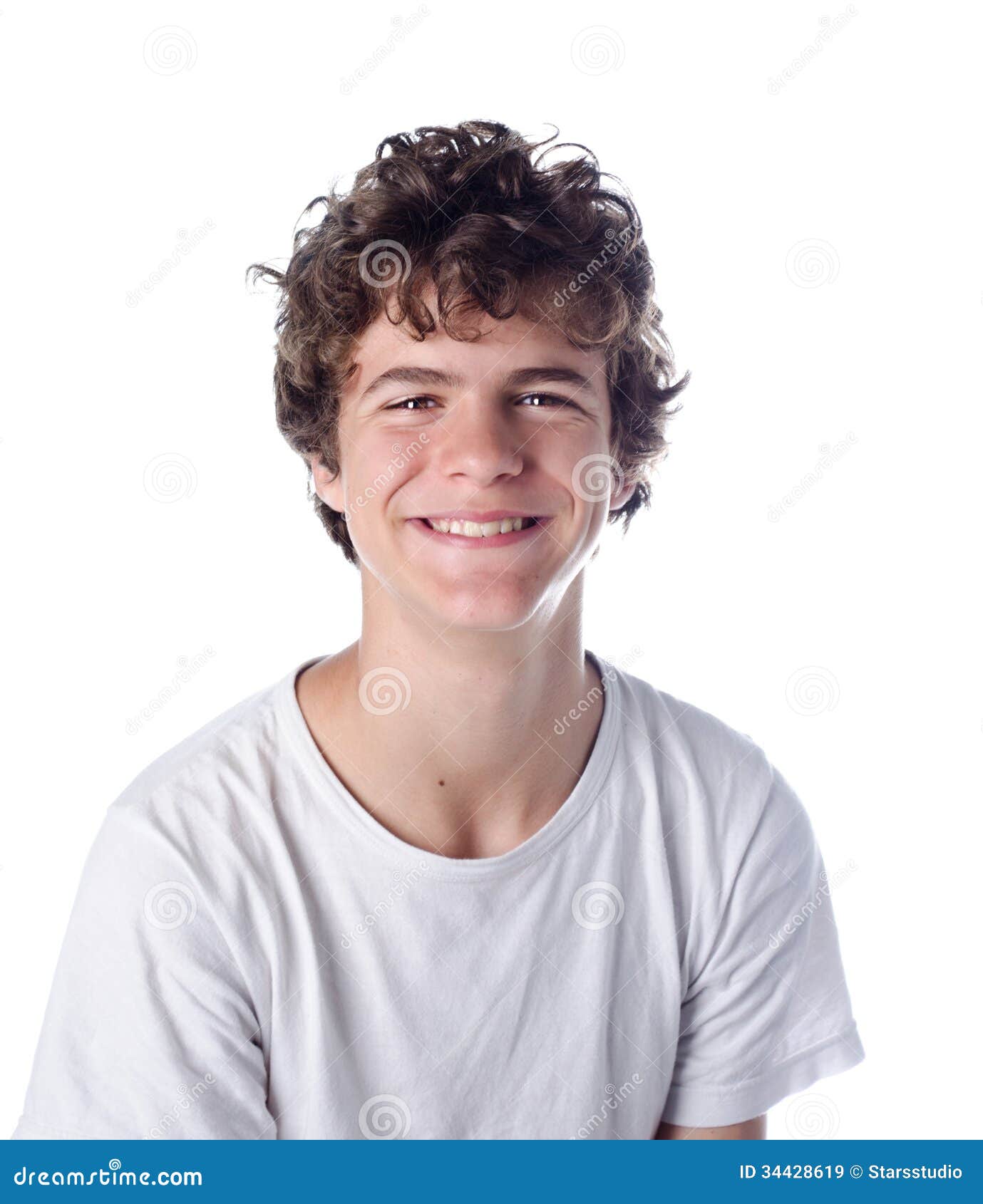 Curly Haired Boy Smiling Stock Image Image Of Beautiful 34428619