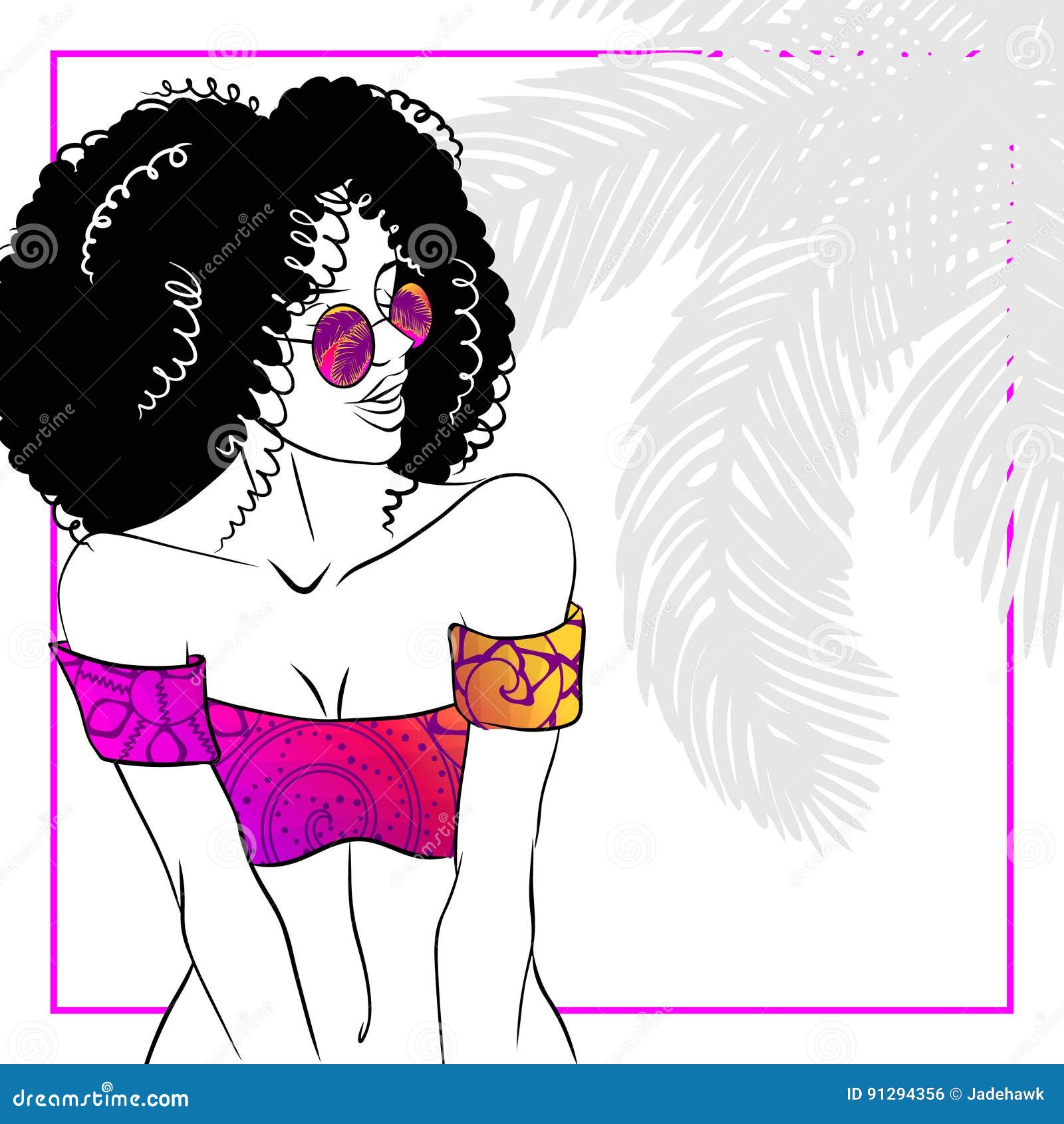 curly haired woman in bikini