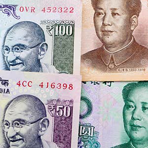Chinese Yuan And Indian Rupees Banknotes Stock Image Image Of Major 