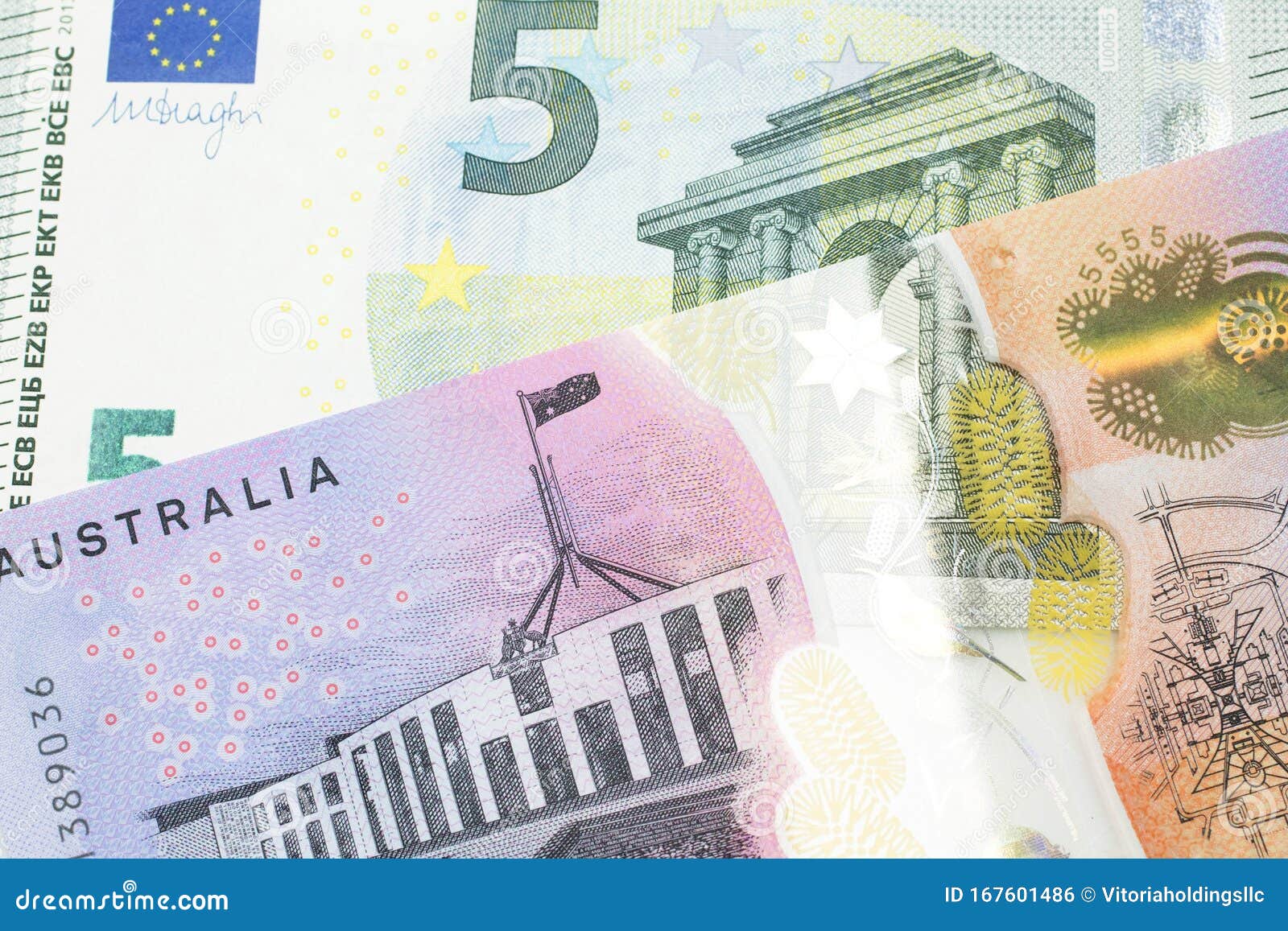Currency from Australia with Money from the Union Stock Photo Image of macro: 167601486