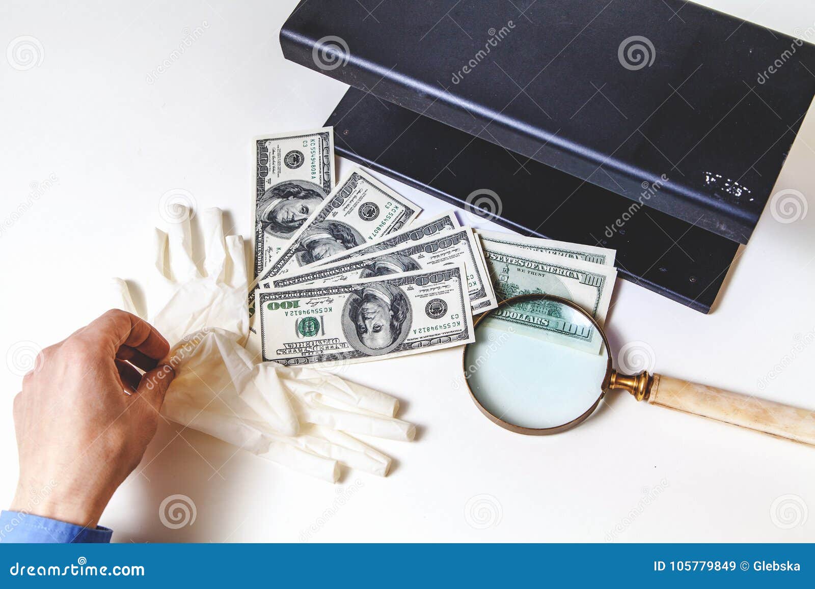 Hands Remove Rubber Gloves after Working with Money Stock Image Image