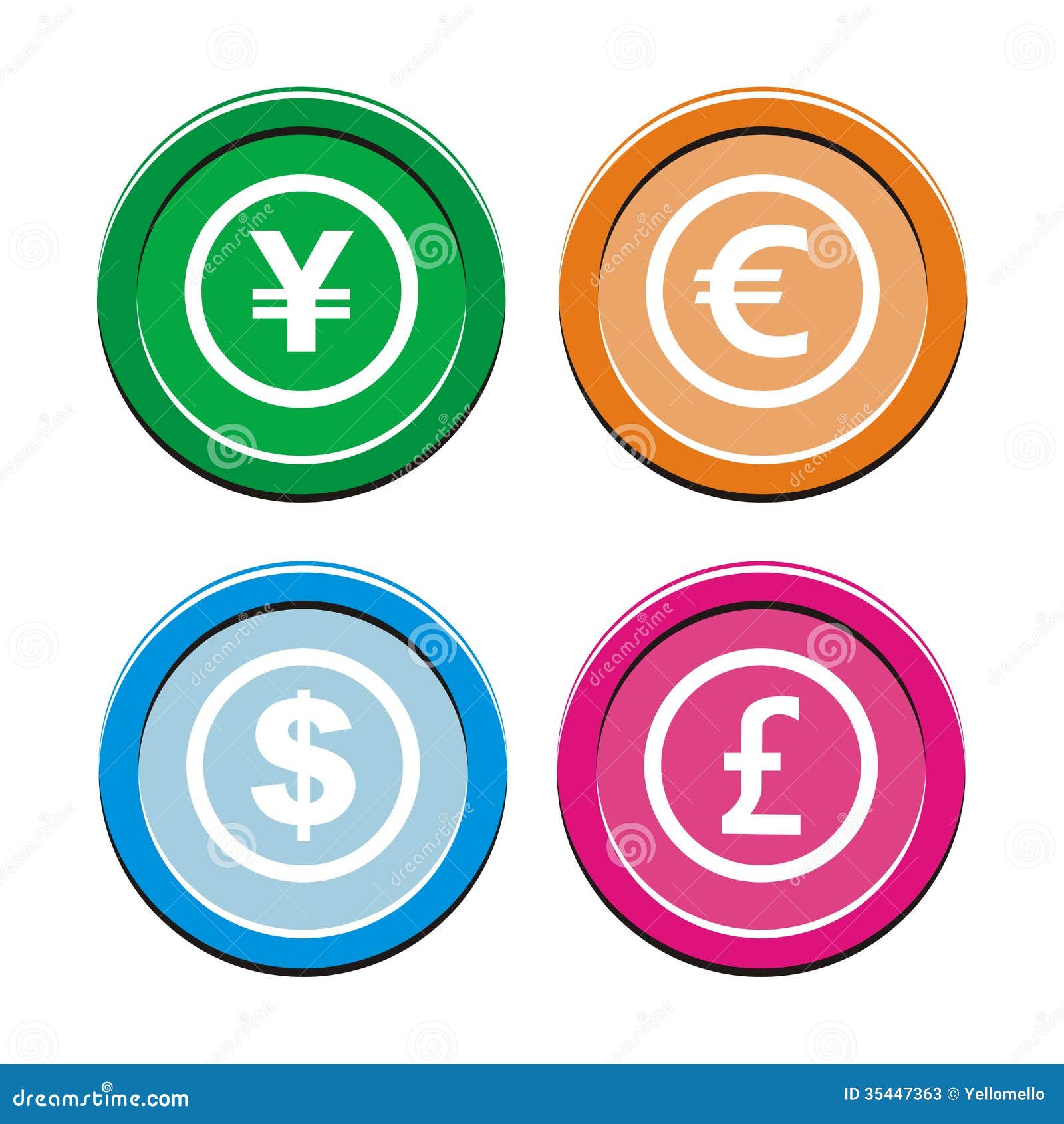 Currency circle icon sets stock vector. Illustration of banking - 35447363