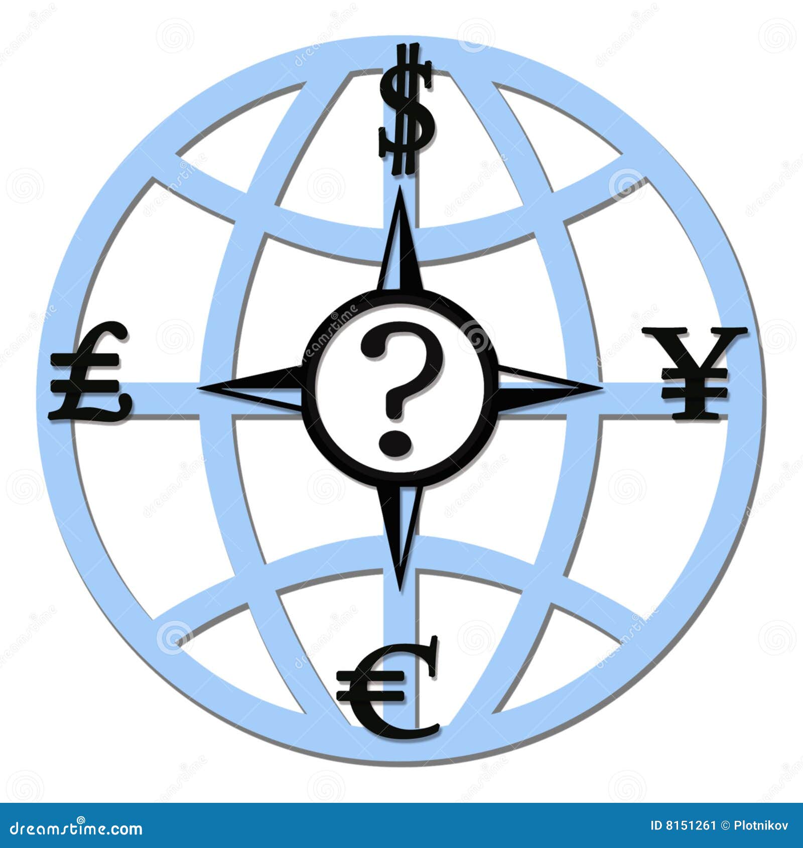 Currency compass stock illustration. Illustration of question 8151261