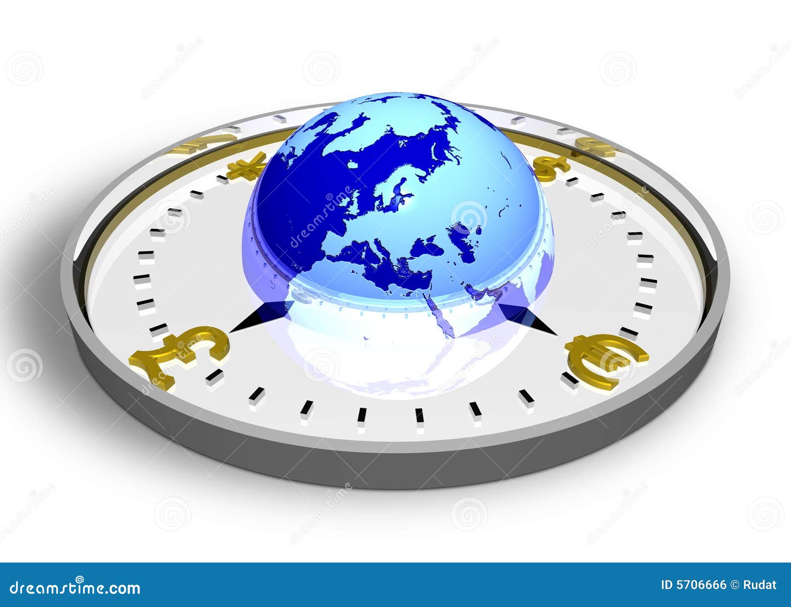 Currency Compass with Globe Stock Illustration Illustration of earth