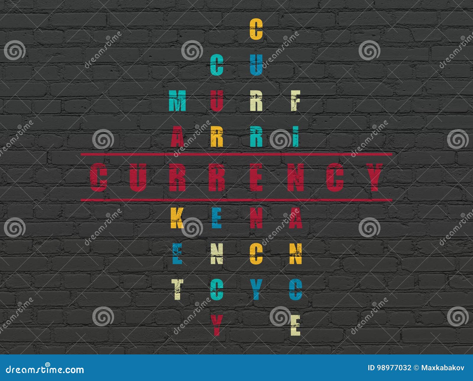 Currency Concept: Currency in Crossword Puzzle Stock Illustration Currency Concept: Currency in Crossword Puzzle Stock Illustration