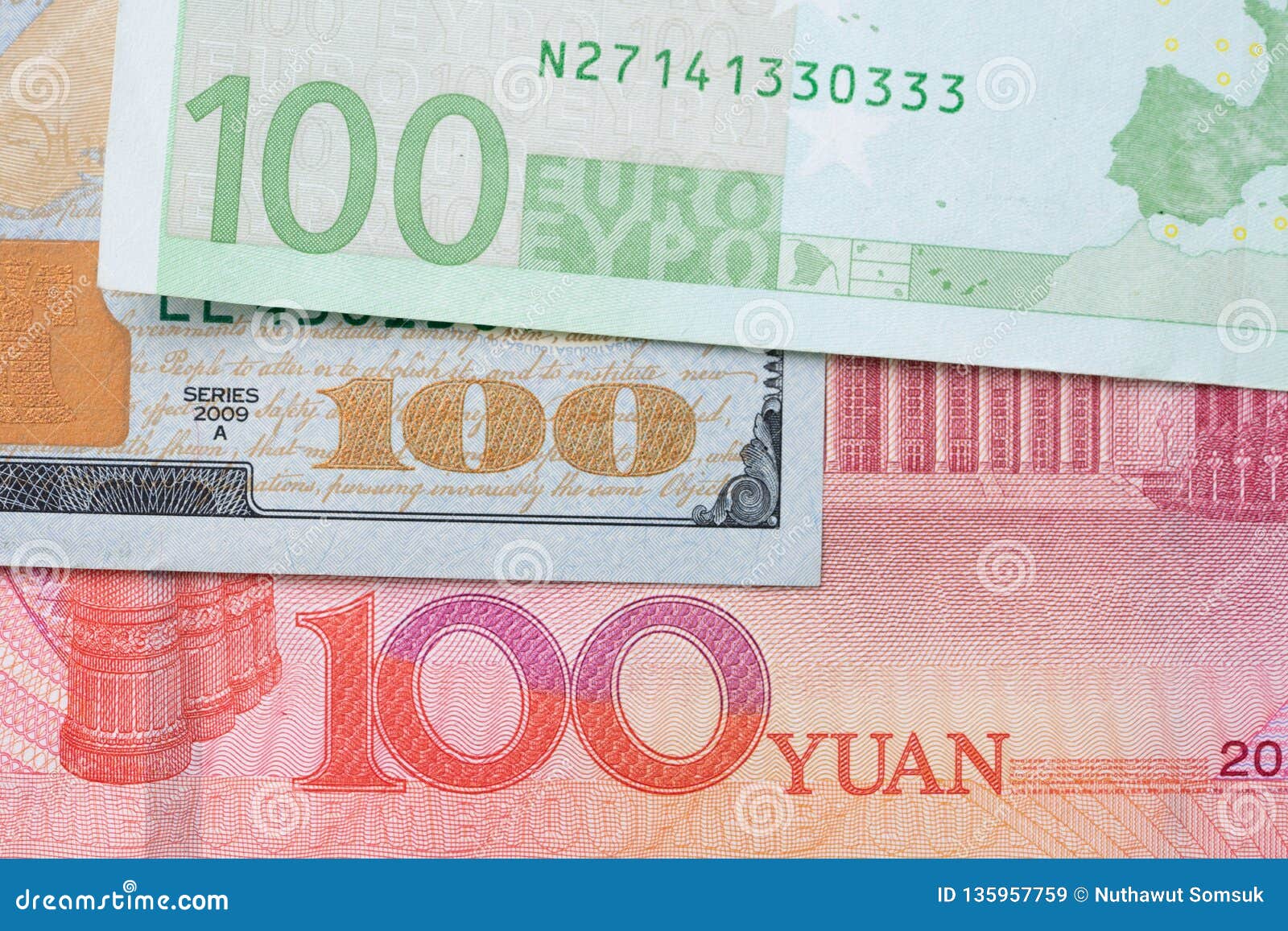 Currency Exchange Between China And America And Europe Closed Up Of - 