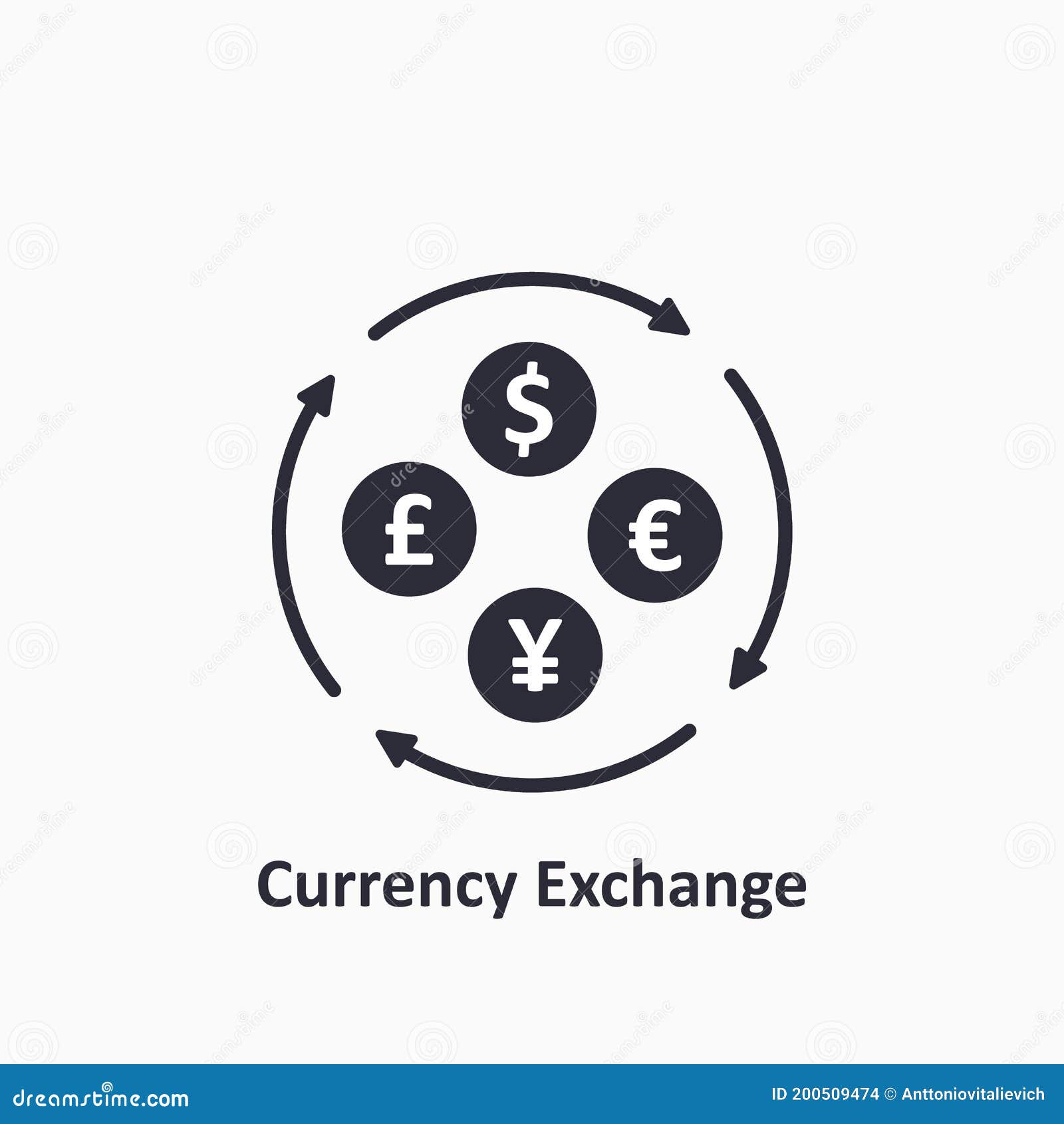 currency exchange icon. dollar, euro, yuan and gbp icon. foreign exchange concept. the circulation of money in the world. 