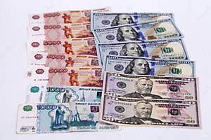 Currency Exchange Rate Of The Ruble Against The Dollar Stock Image 