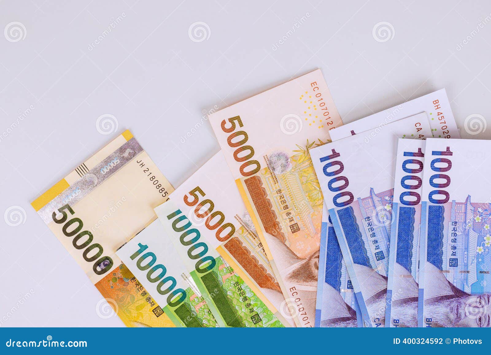 Currency Notes in Varying South Korean Won Denominations Spread Out on  Surface in Neutral Setting Stock Photo - Image of bank, exchange: 400324592