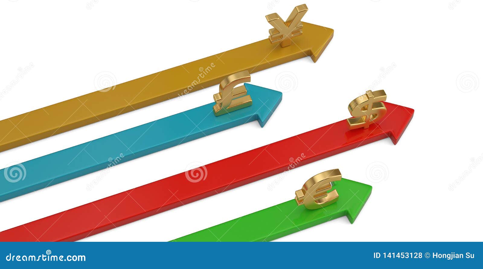 Currency Symbol with Arrow Isolated on White Background. 3D ...