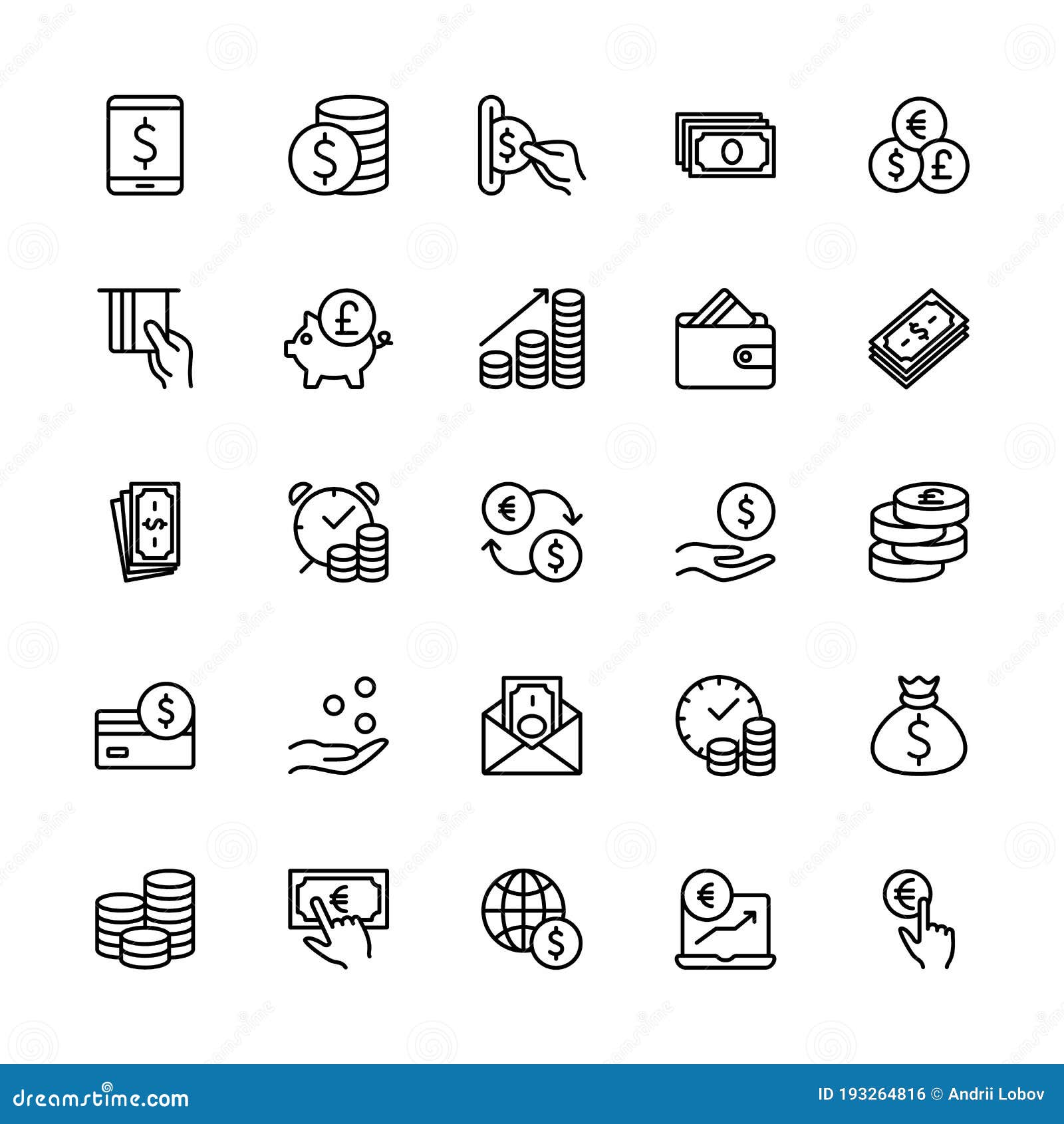 Currency Vector Symbol Icons Set. Contains Icon Exchange Rate Currency ...
