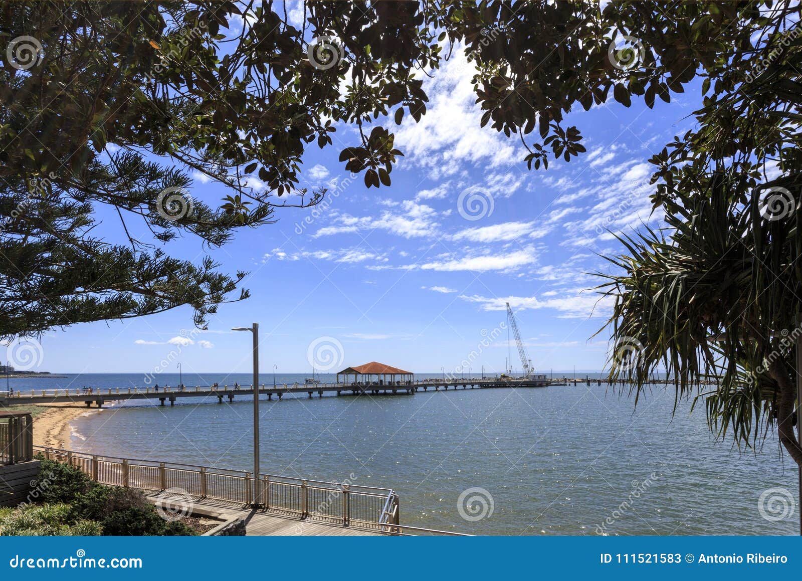 Redcliffe Jetty On Moreton Bay Stock Image Image Of - 