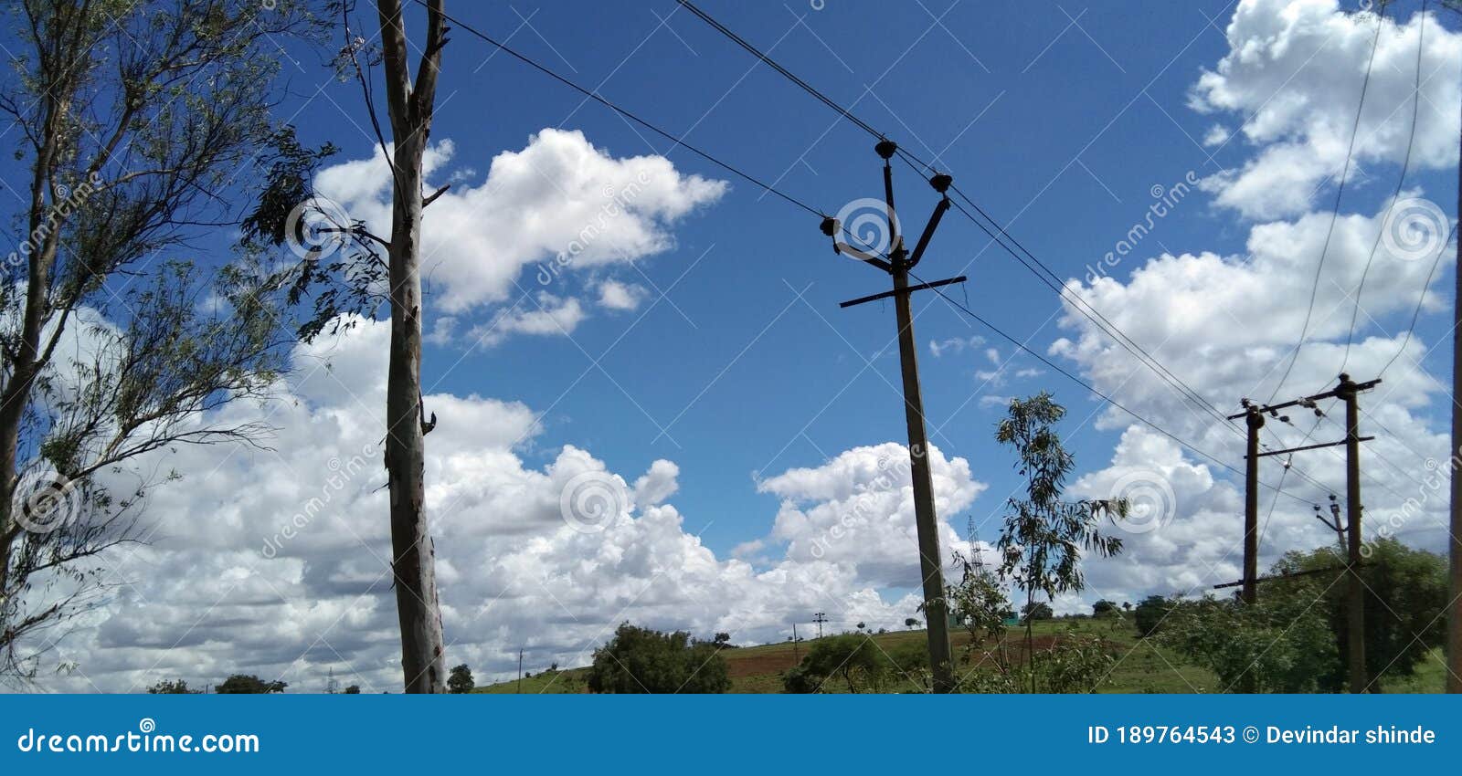 Current Pol and Tree and Sky Clouds Stock Image - Image of current ...