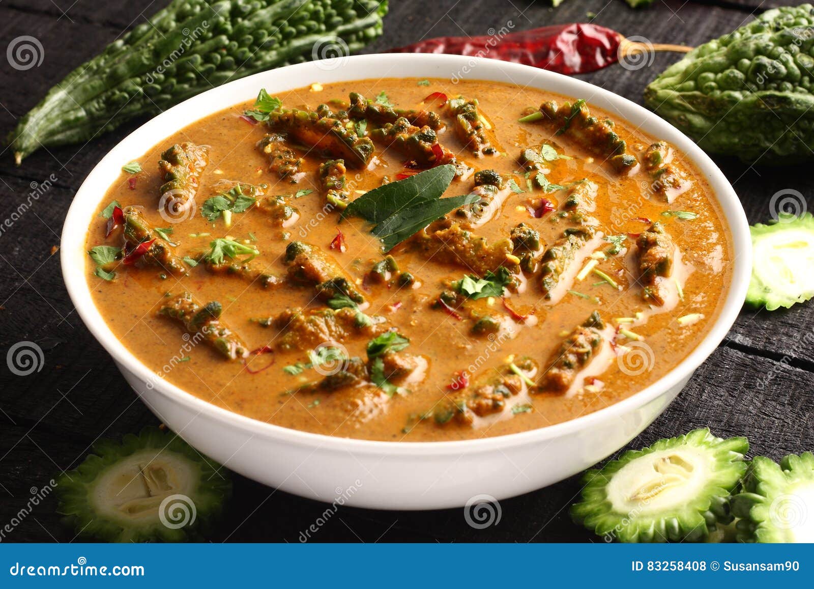 Pavakka Curry Made Of Bitter Gourd-Pavakka Theeyal- Stock Photo - Image of food