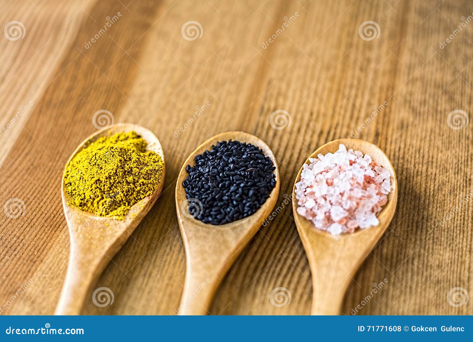 Curry Powder, Black Cumin and Salt Stock Photo Image of spice, wood