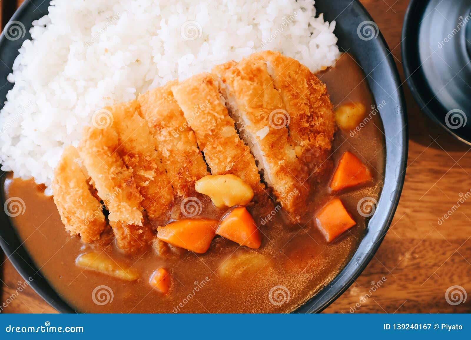Curry Rice with Fried Pork Tonkatsu Japanese Food Stock Image - Image