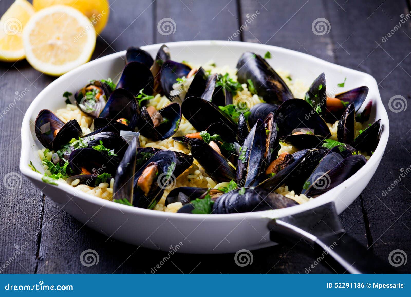 Curry Rice and Mussels stock photo. Image of yellow, moules 52291186