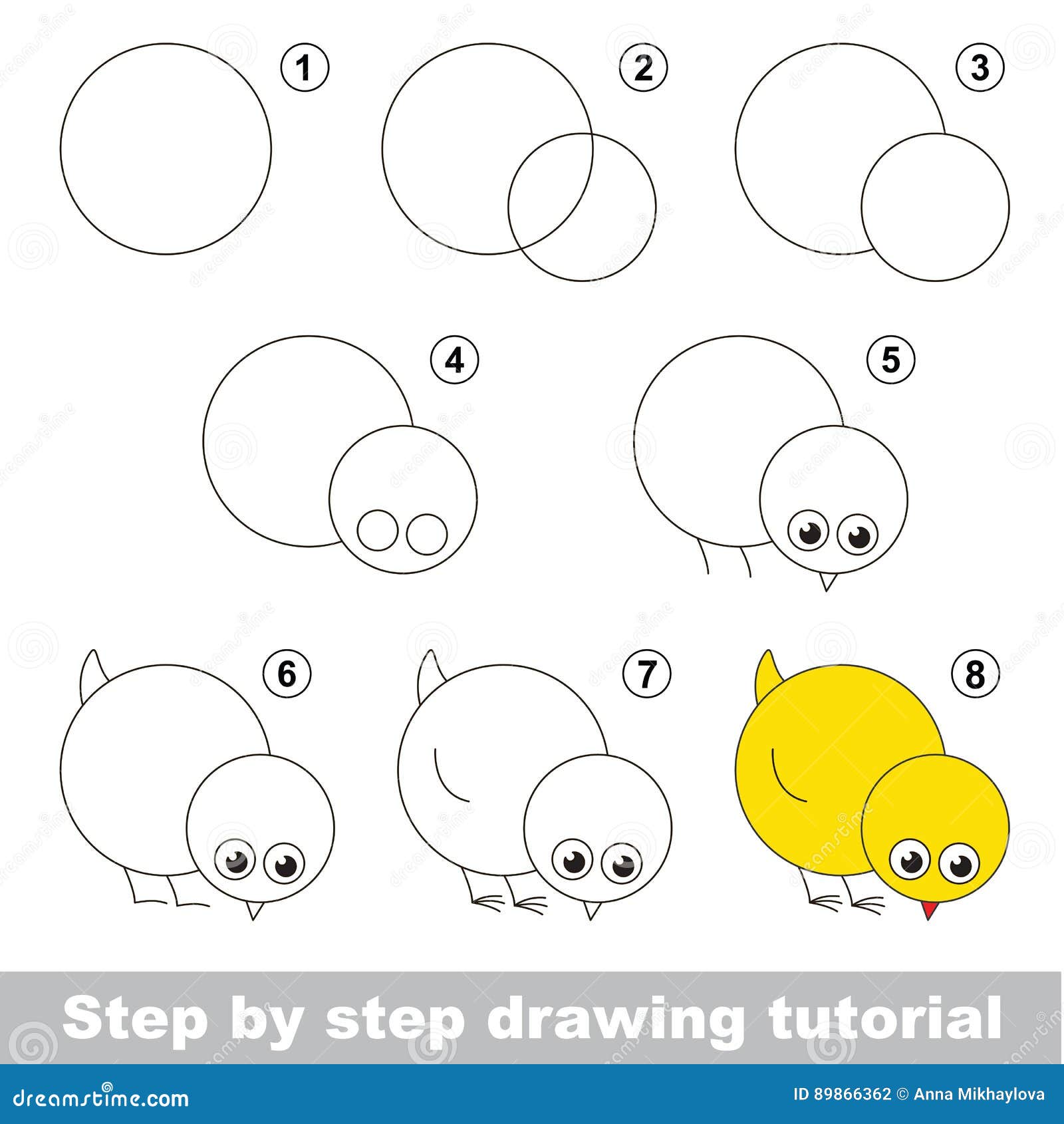 Tutorial de desenho para crianças. nível fácil. folhas de educação. como desenhar  galinha