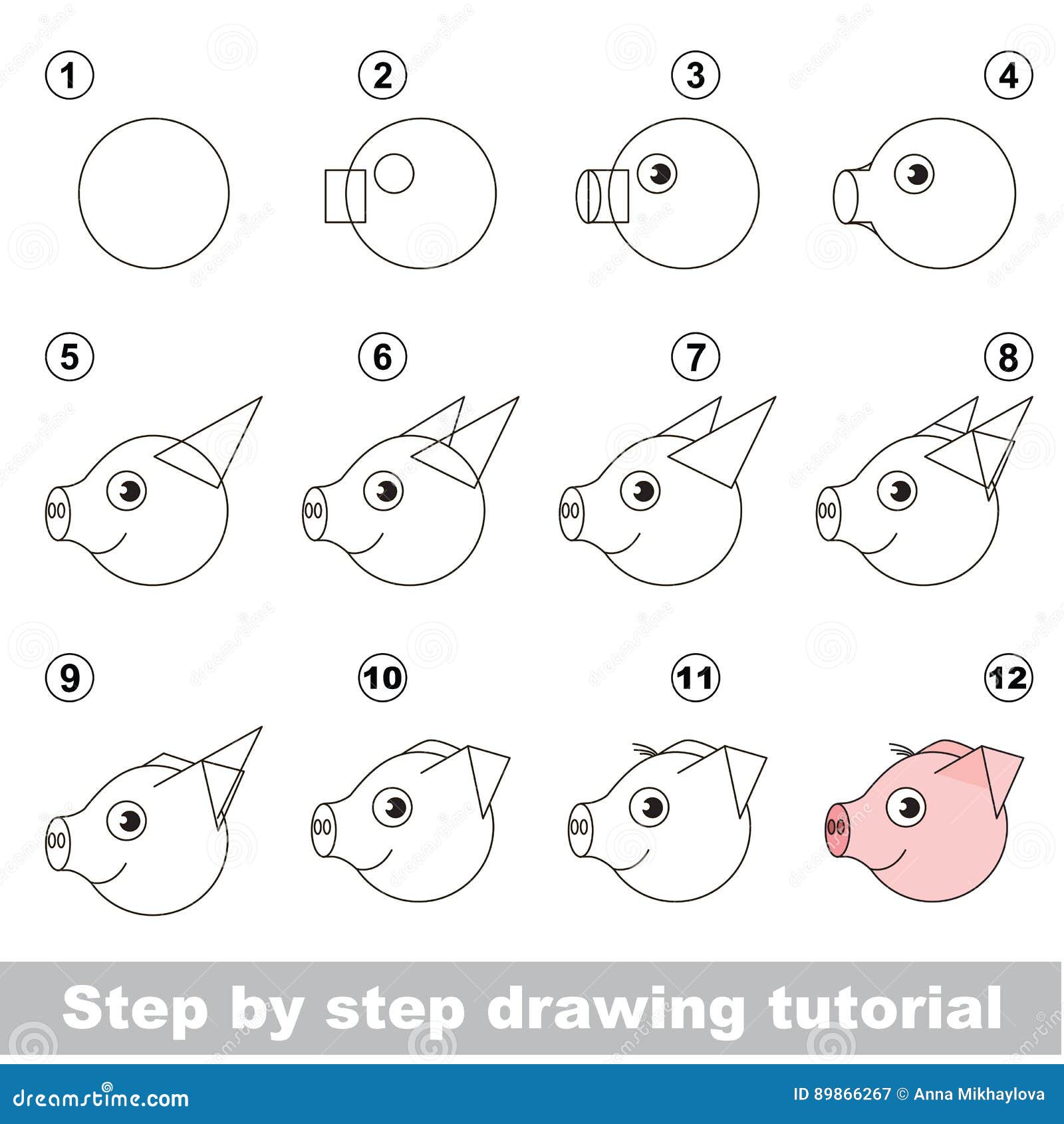 Tutorial de desenho. A lesma . imagem vetorial de Anna_Mikhailova