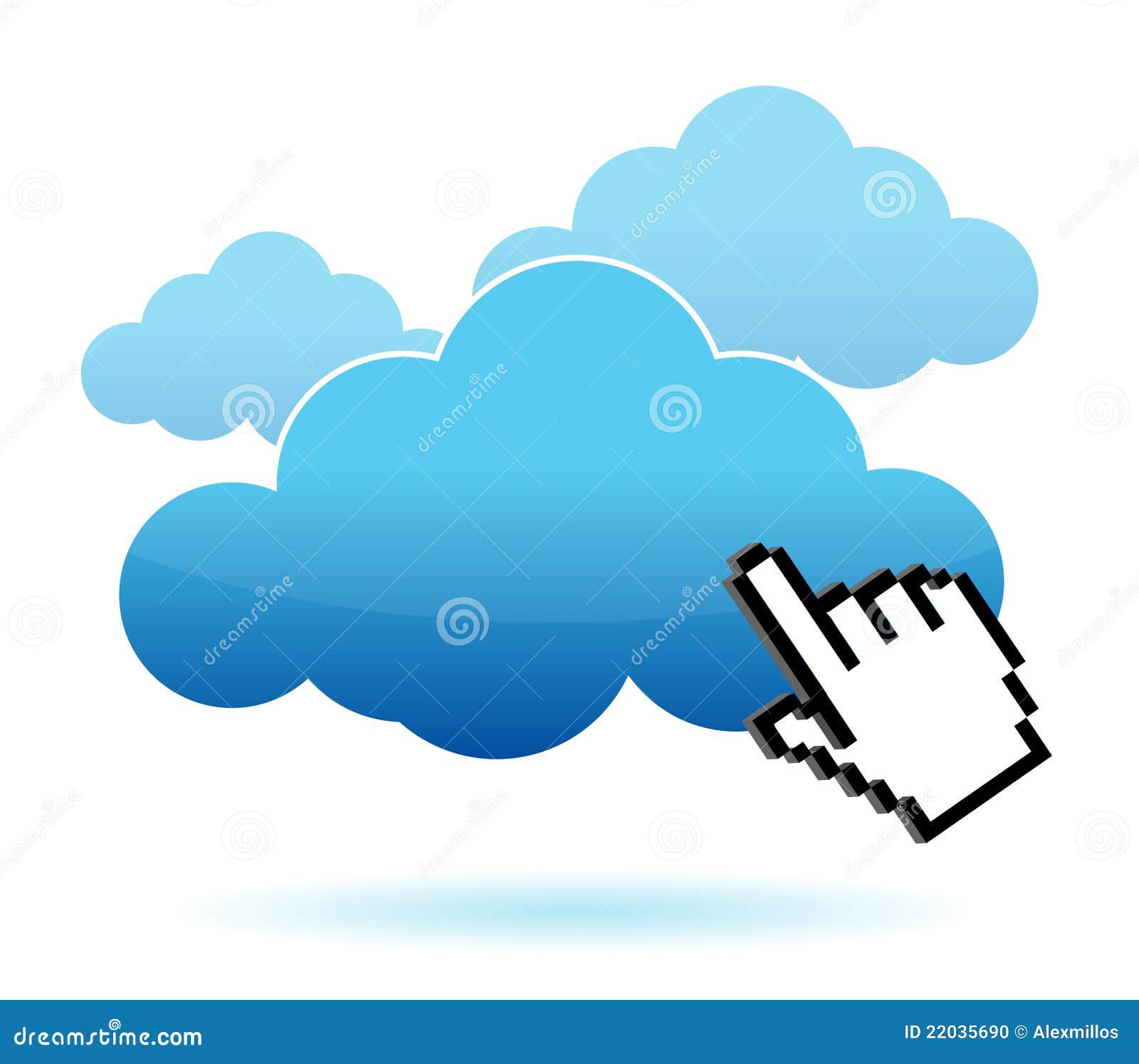 cursor icon hand clicking on a cloud 