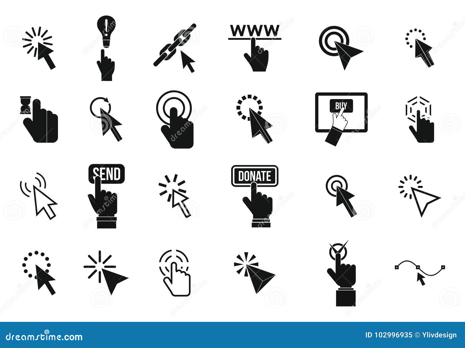 Cursor Icon Set, Simple Style Stock Vector - Illustration of click