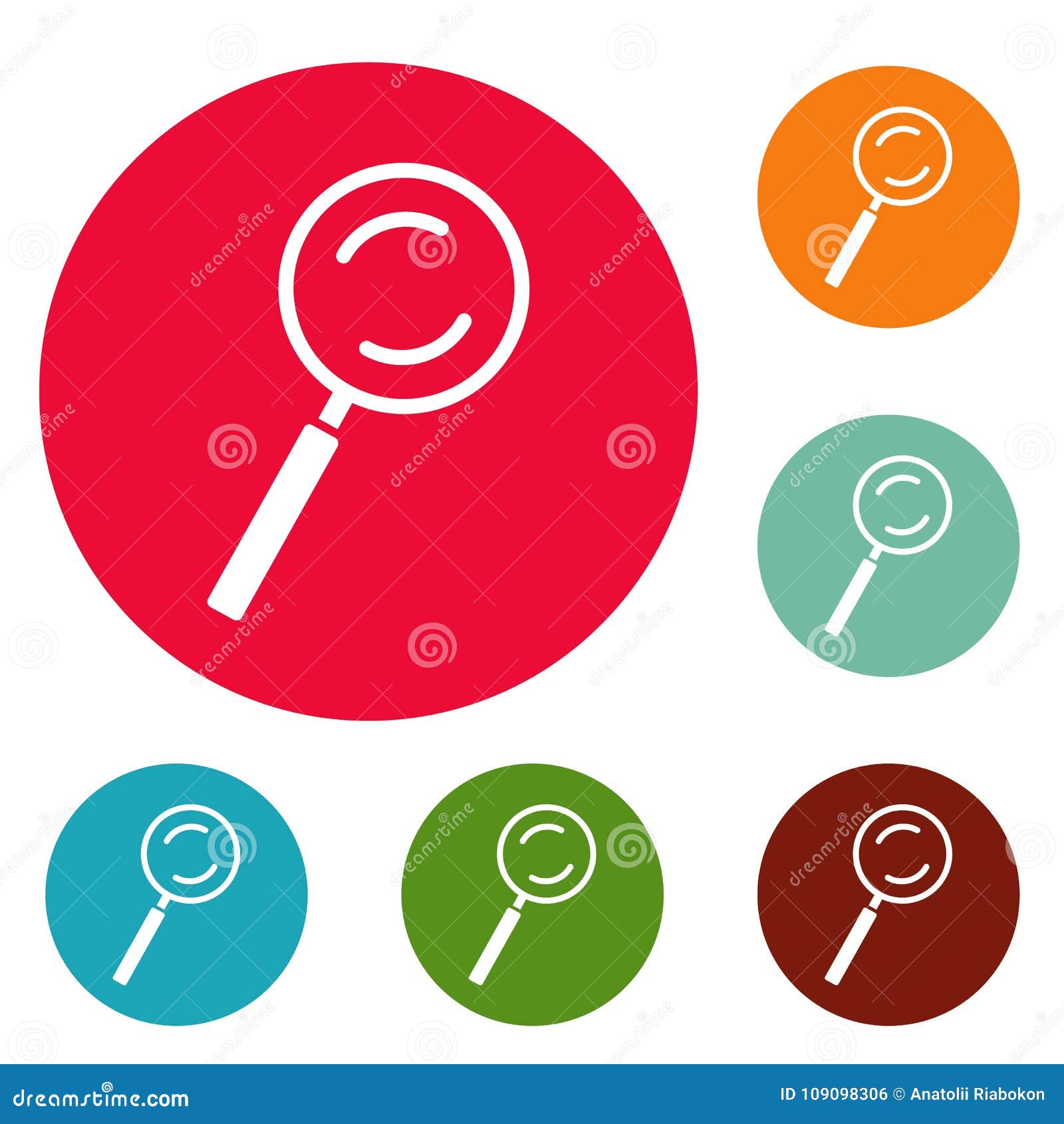 Cursor Magnifier Element Icons Circle Set Vector Stock Vector