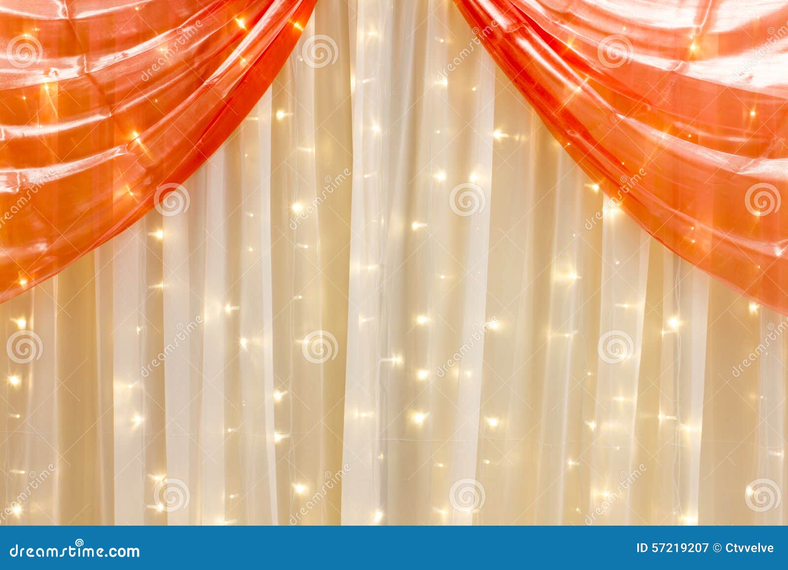 Curtain and Orange Lights As Decoration Stock Image Image of