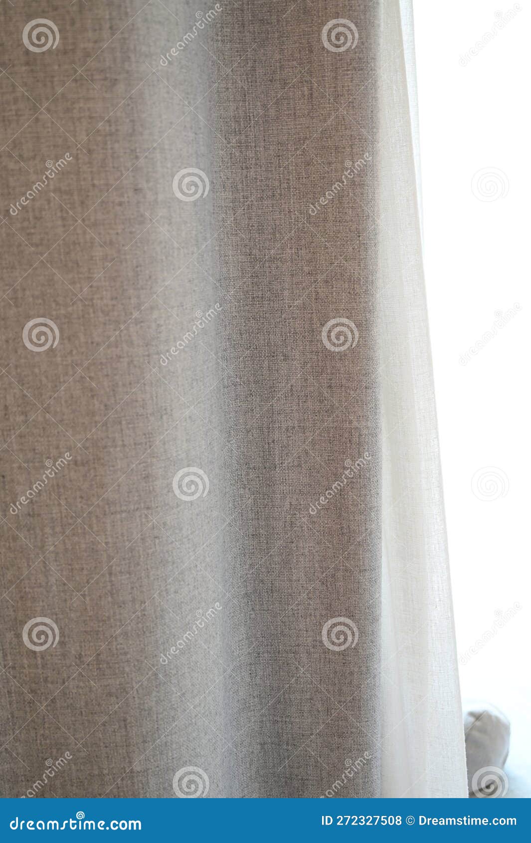 Close Up Grey Curtain in the Room, Interior Design Stock Photo Image