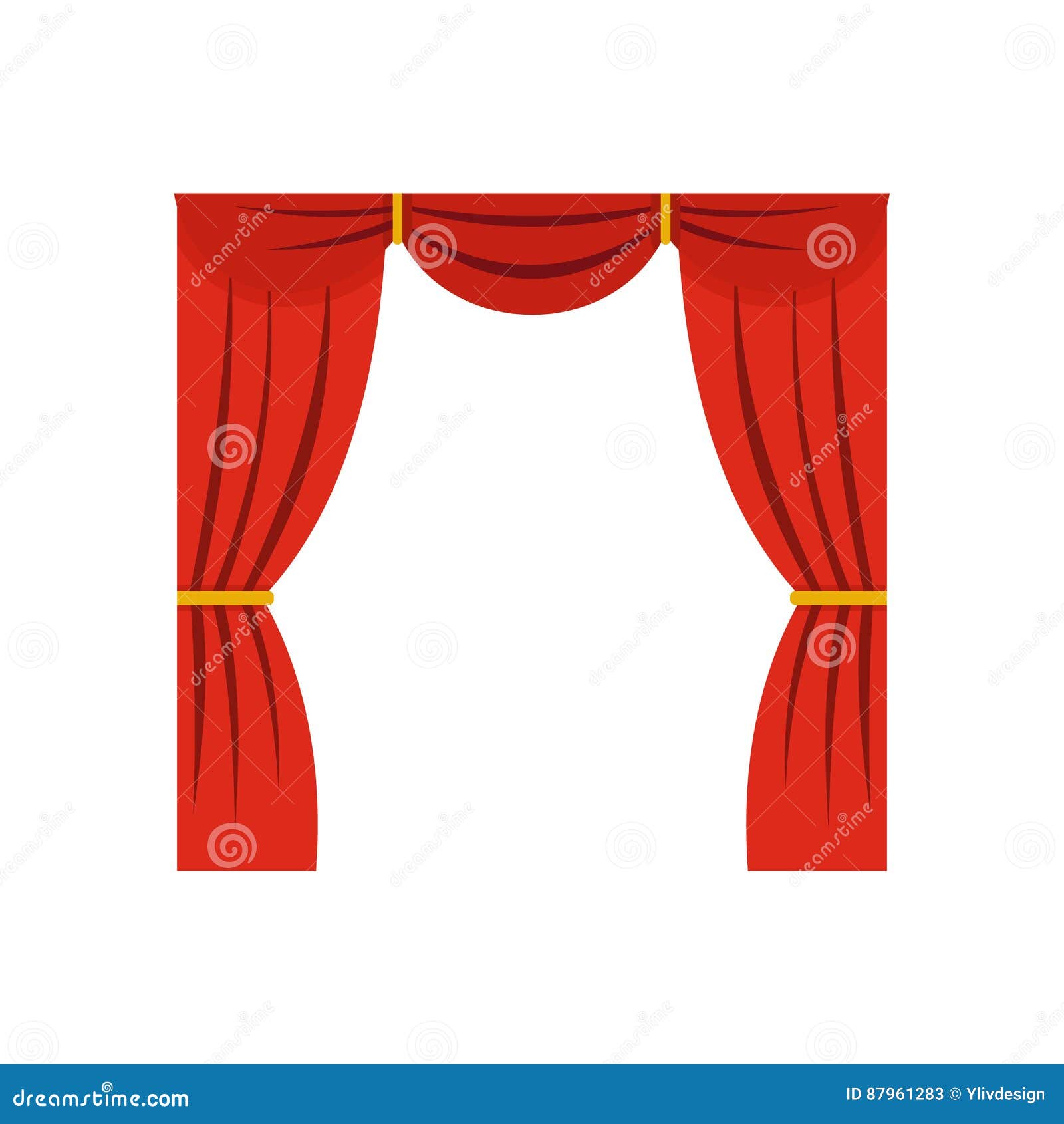 Curtain on Stage Icon, Flat Style Stock Vector - Illustration of cinema ...